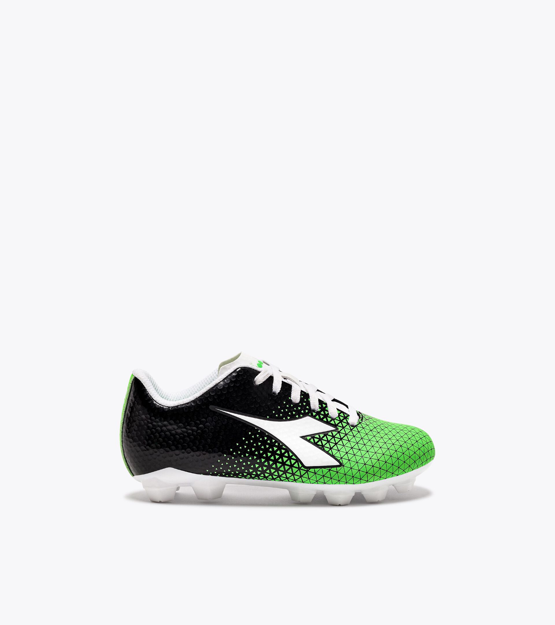 Calcio boots for firm ground - Junior CATTURA GR LPU JR BLACK/WHITE/GREEN FLUO - Diadora