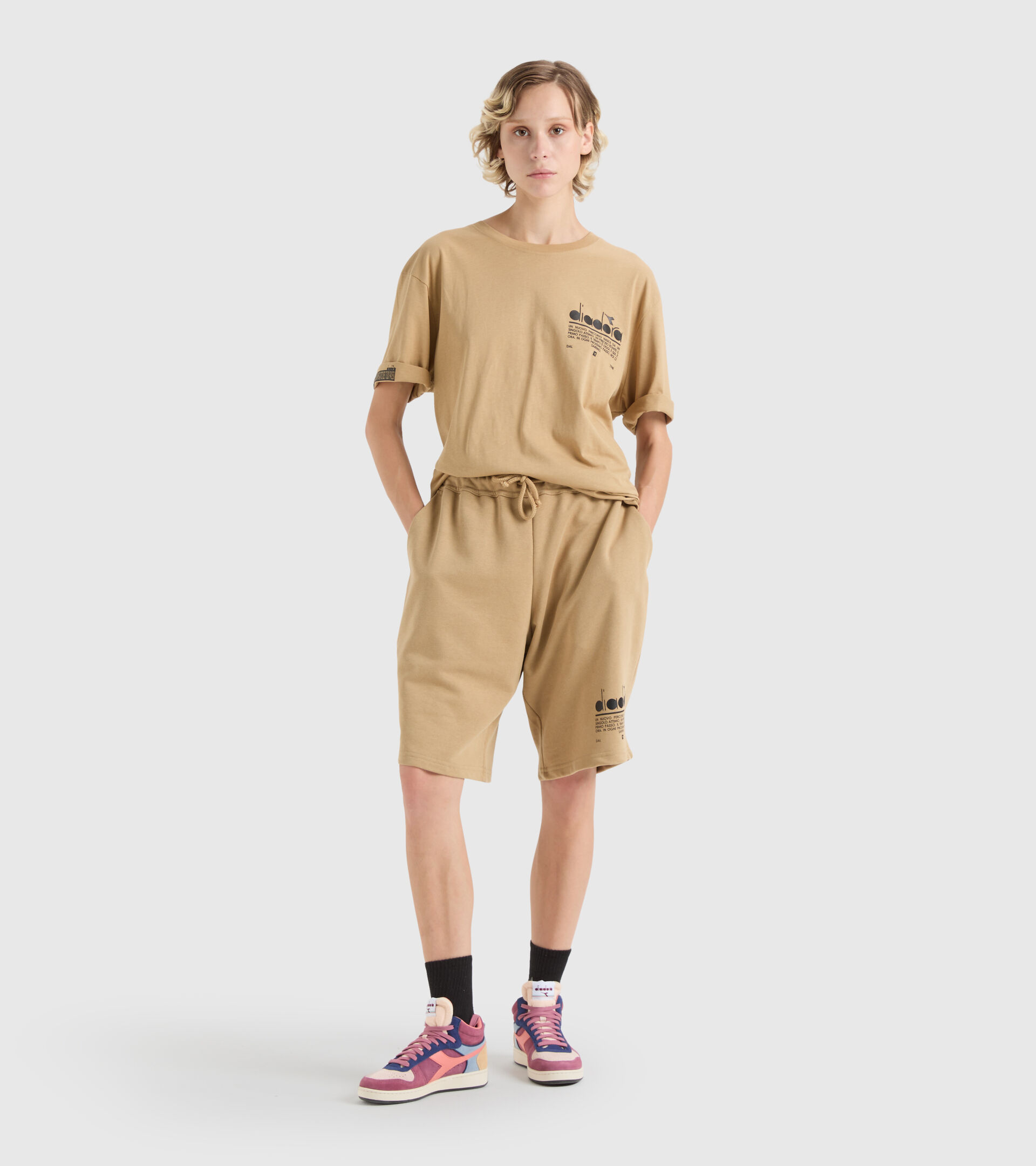 T-shirt in cotone - Unisex T-SHIRT SS MANIFESTO BEIGE TAN - Diadora