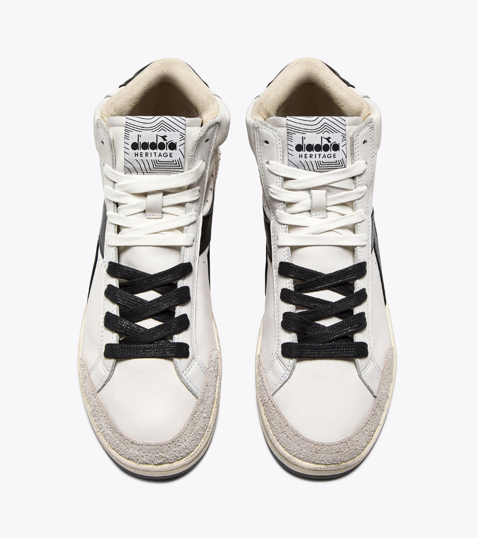 Heritage sneaker made from leather - All-gender
 PRESTIGE HIGH USED WHITE/BLACK - Diadora