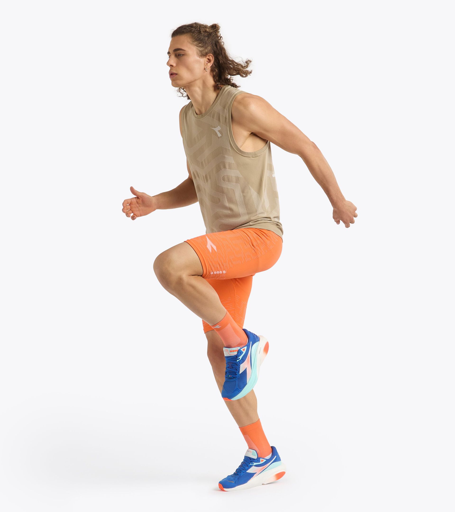 Technical shorts for temperature control -  Running - Men’s STRATOUNO HALF-TIGHT ORANGE NECTARINE - Diadora