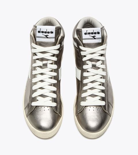 Leather sports sneakers - Women’s  GAME L HIGH METALLIC WN SILVER METALIZED - Diadora