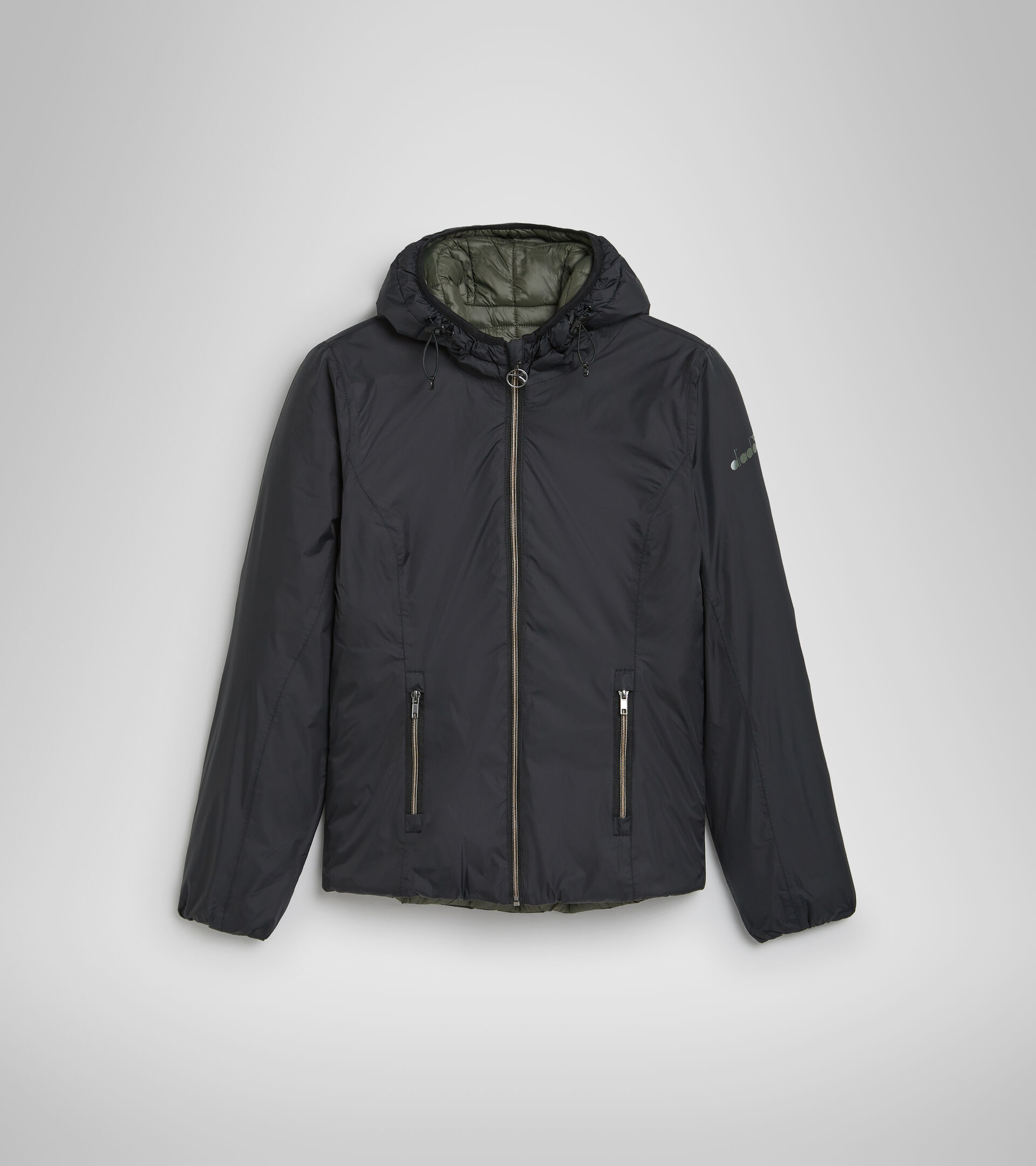 Chaqueta acolchada reversible - Mujer L. HOODIE INSULATED JACKET NERO/VERDE FORESTA NOTTE - Diadora