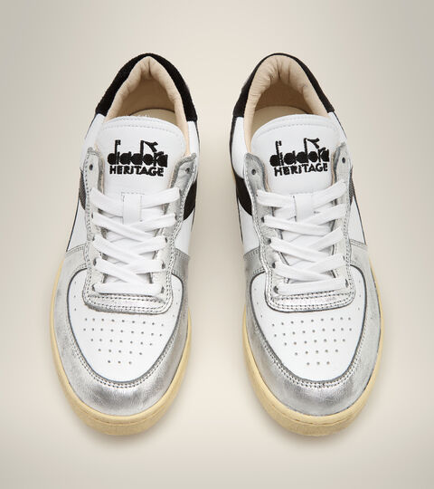 MI BASKET LOW METAL USED, WHITE Made in Italy Heritage Shoe - Unisex MI BASKET LOW METAL USED WHITE - Diadora