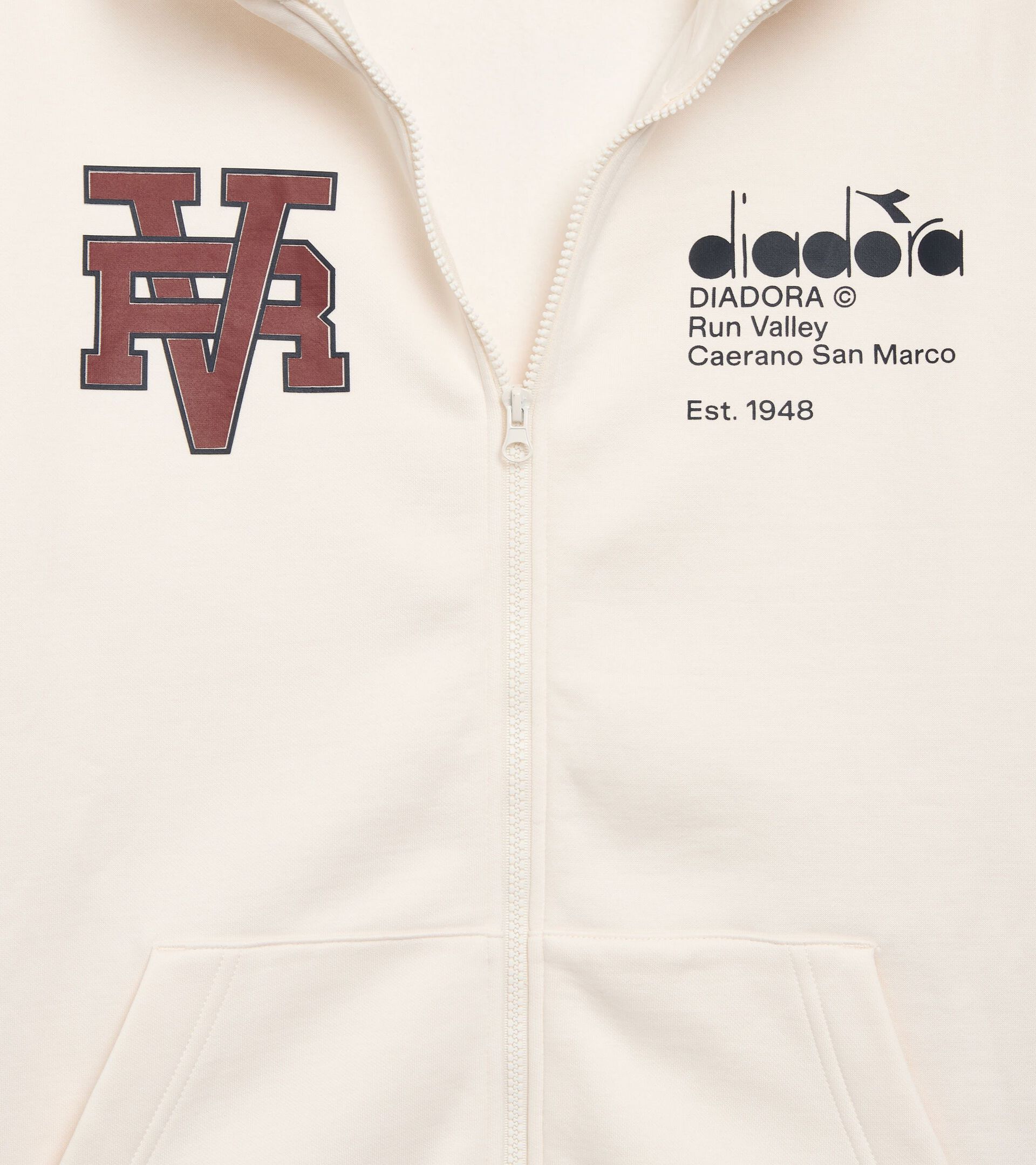 null HOODIE FZ RUN VALLEY WHISPER WHITE - Diadora
