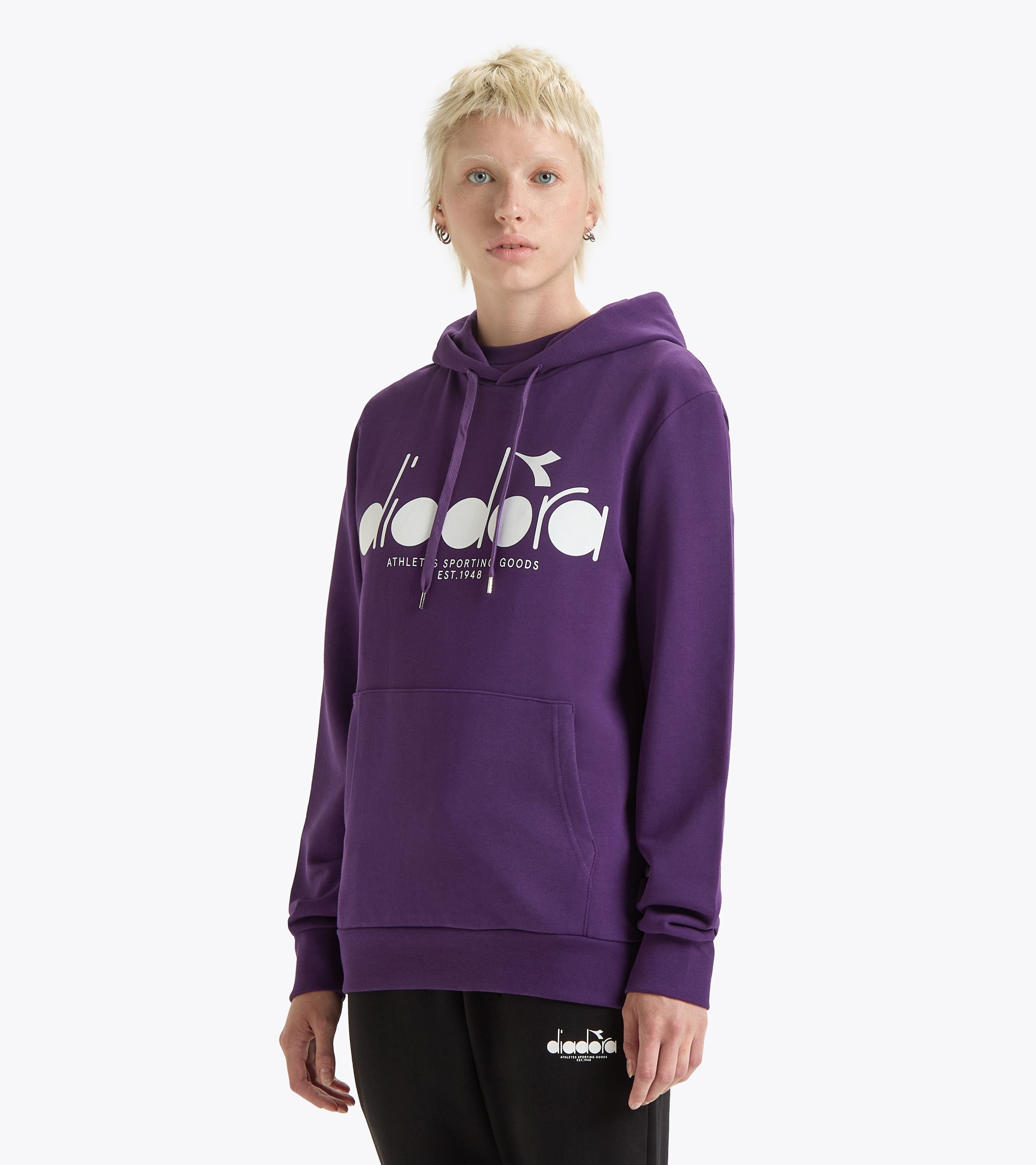 Purple color block hoodie hot sale