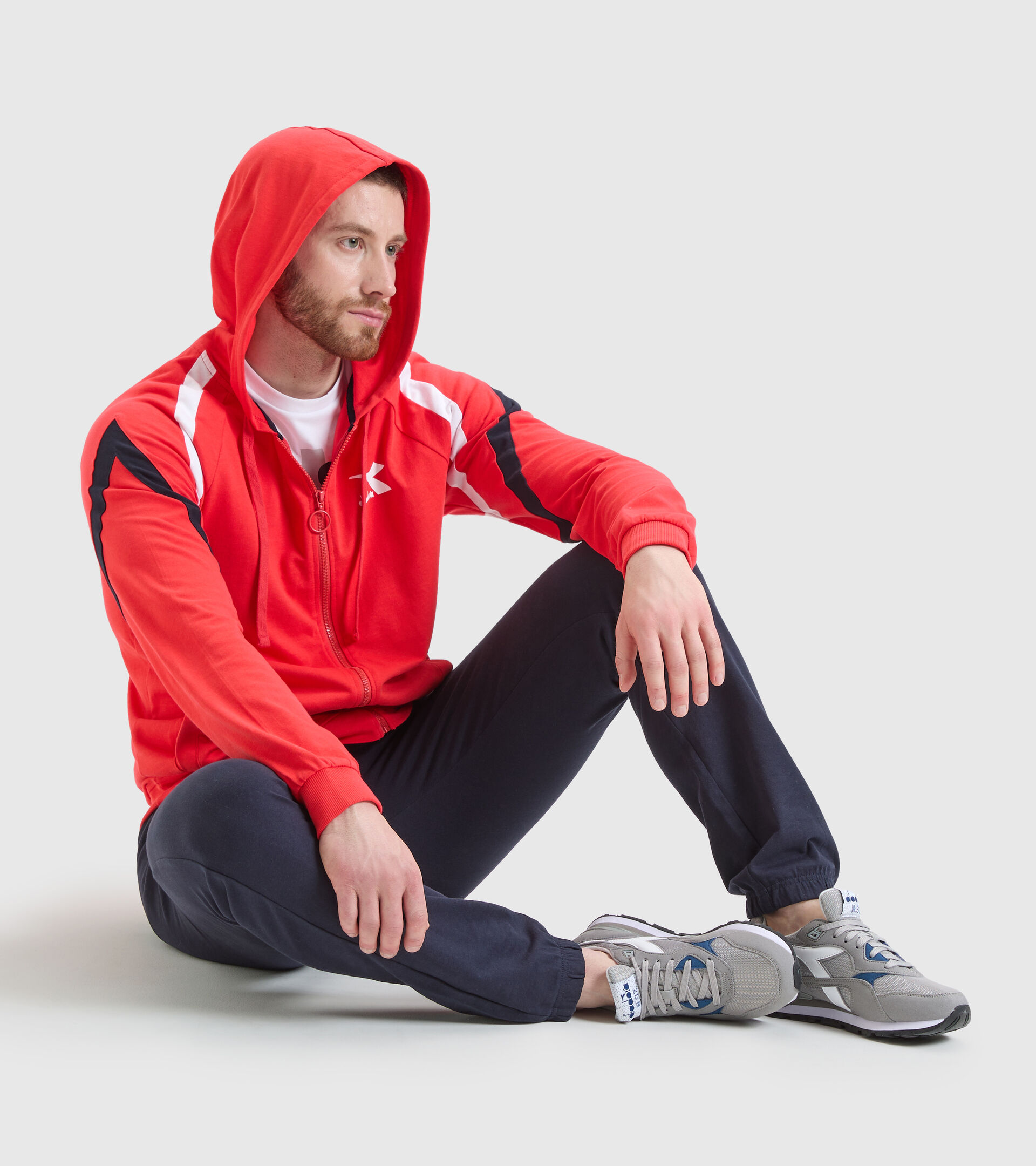 Cotton tracksuit - Men TRACKSUIT HOODIE FZ CORE POPPY RED - Diadora