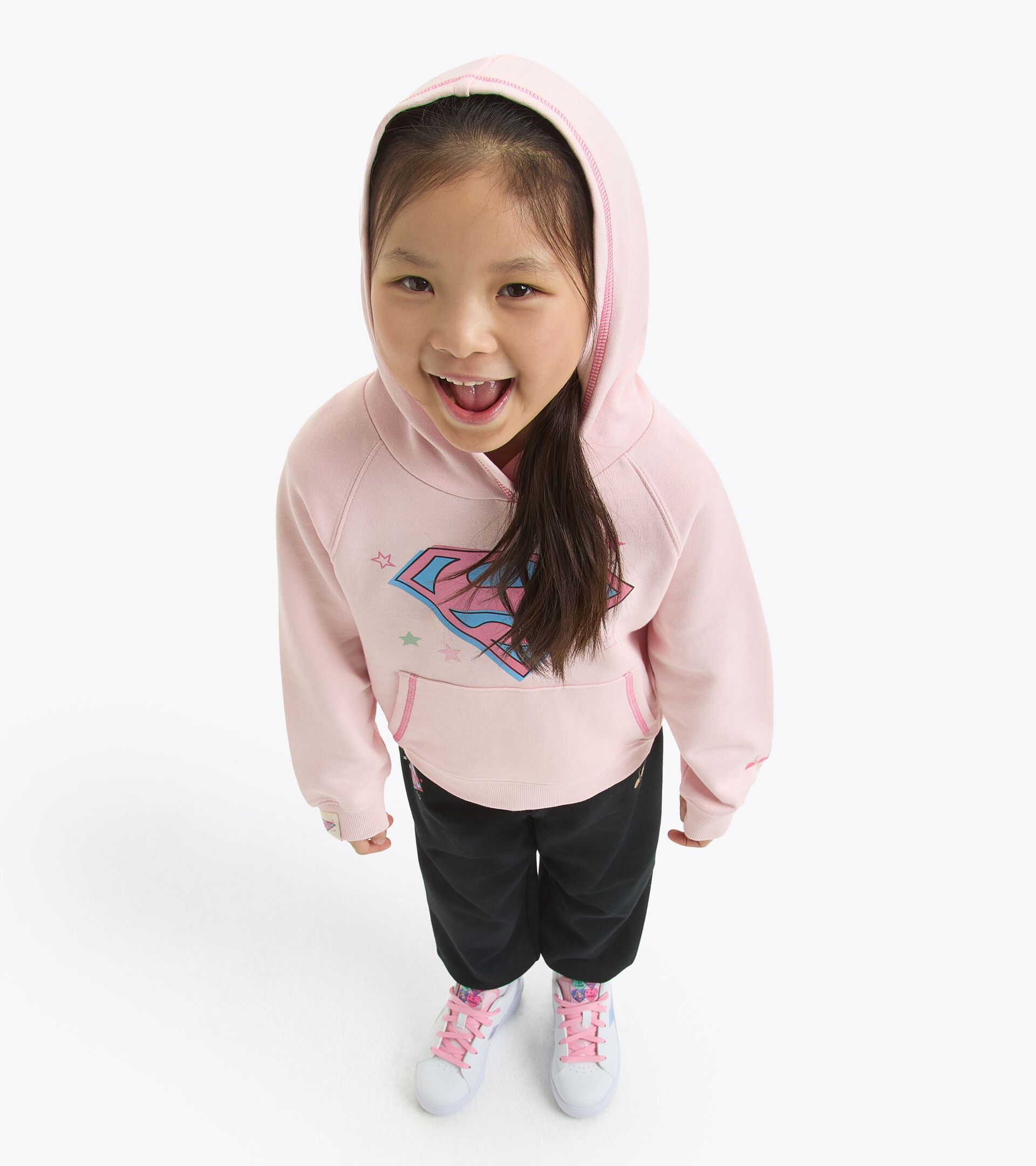 Sweatshirt Superhelden mit Kapuze - Jungen und Mädchen  JU.HOODIE SUPERHEROES ROSEN HARTRIEGEL - Diadora