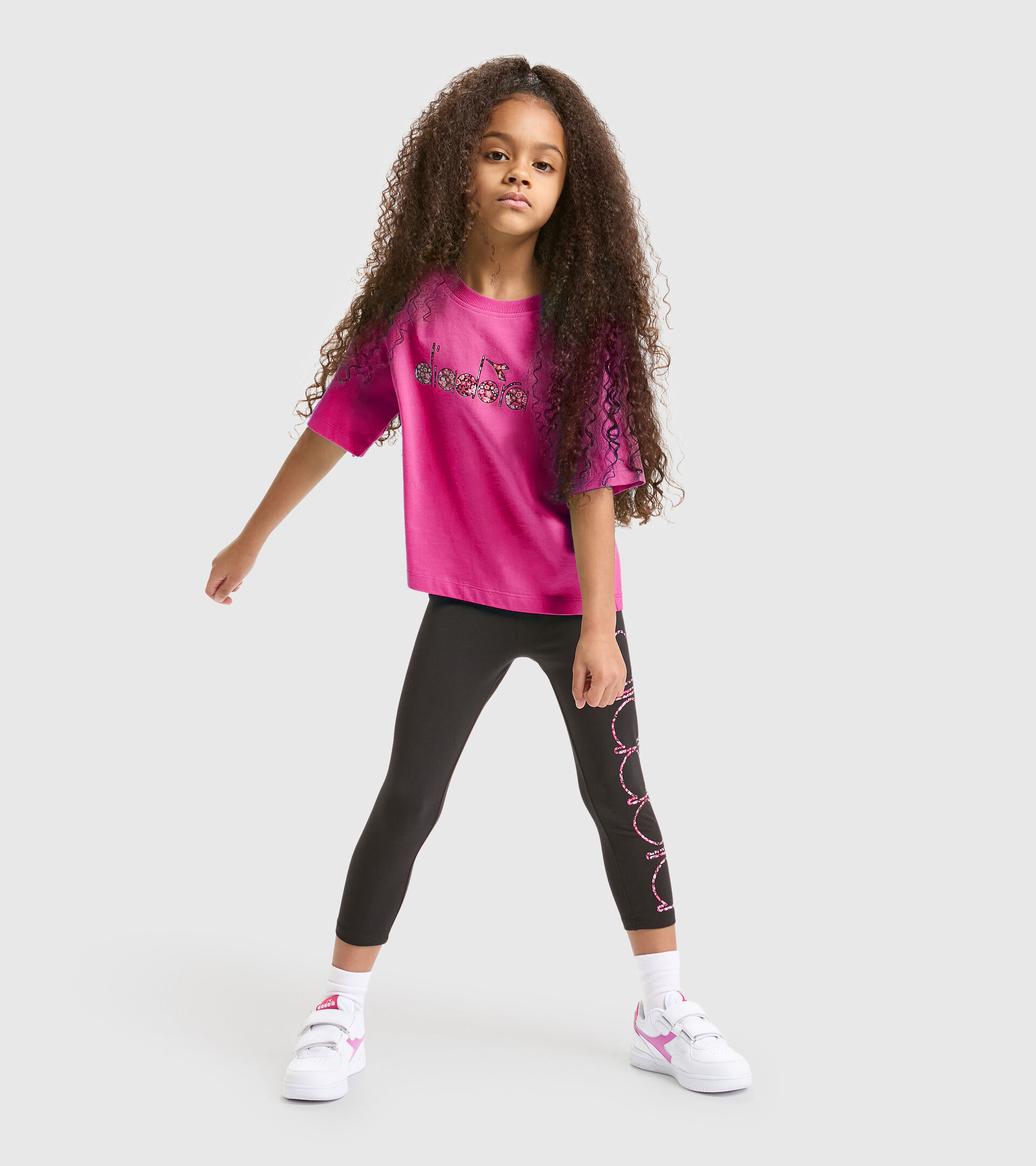 Cotton sports T-shirt - Girls JG.T-SHIRT SS BLOSSOM SHOCKING PINK - Diadora