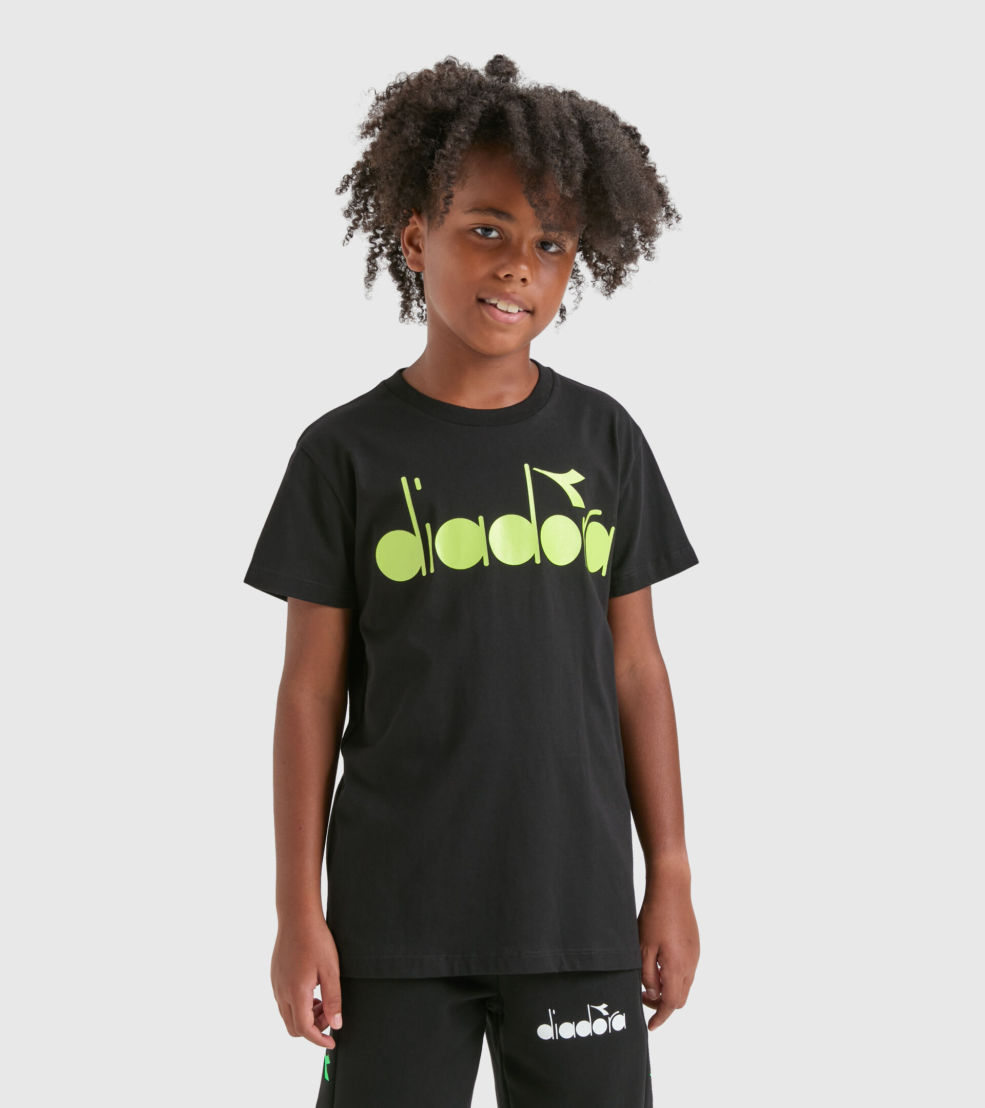 T-shirt nera - Boy JB.T-SHIRT D BLACK/LIME GREEN - Diadora