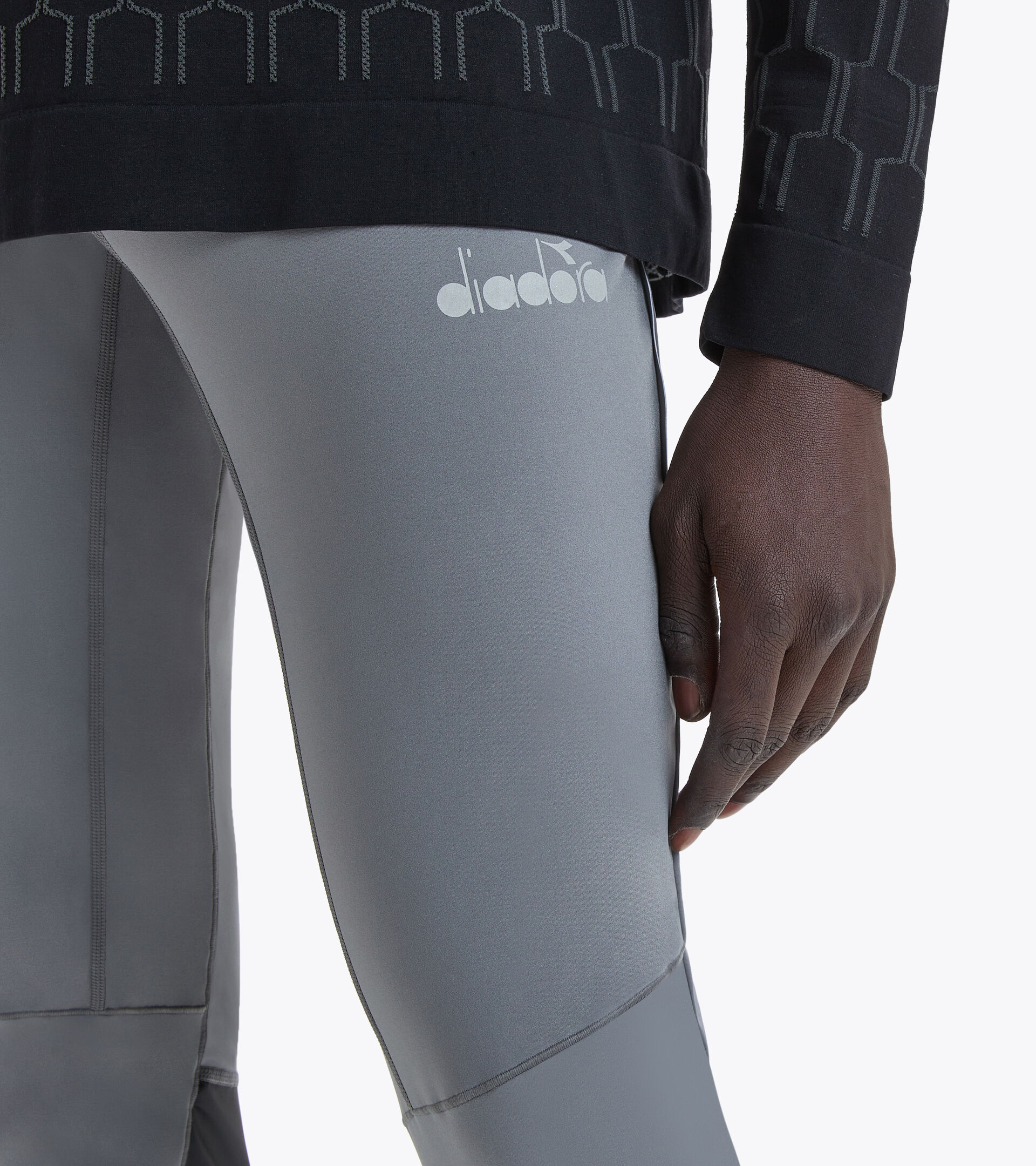 Running leggings - Men WINTER RUNNING TIGHTS BE ONE STEEL GRAY - Diadora