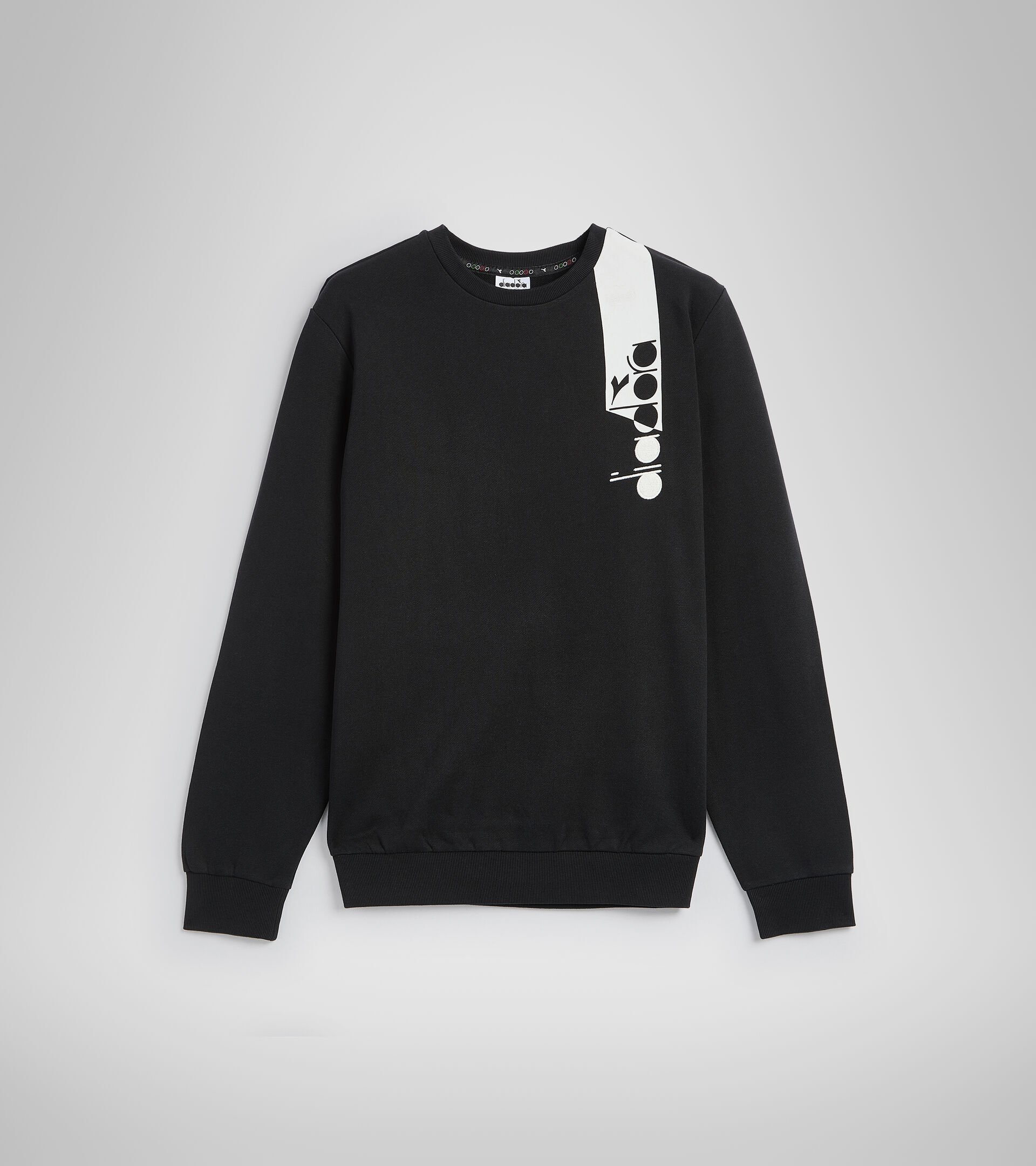 Crew-neck sweatshirt - Unisex SWEATSHIRT CREW ICON DARK SMOKE/WHITE/BLUE FLUO - Diadora