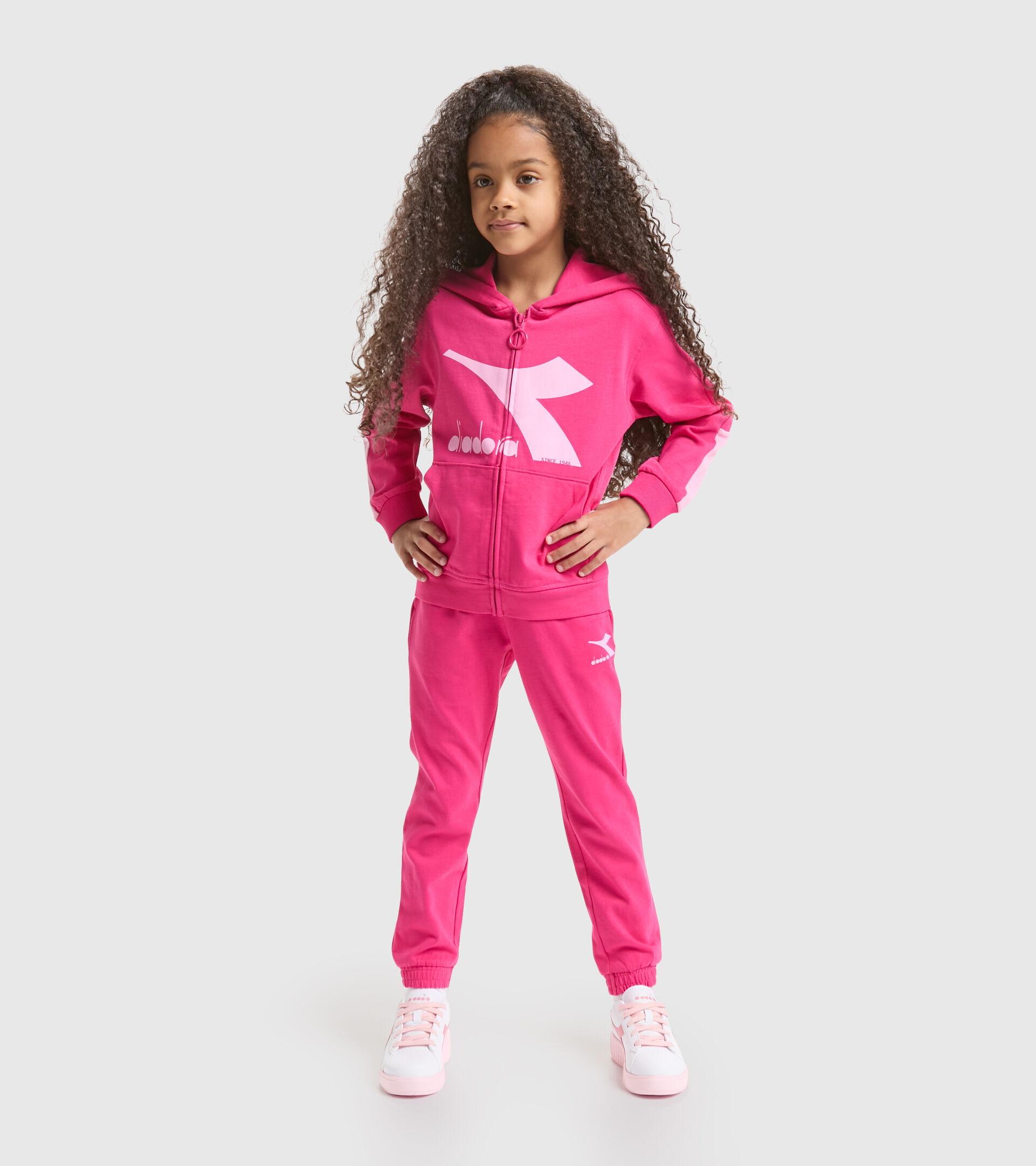 Junior sports tracksuit with hood - Unisex JU.TRACKSUIT HD RAINBOW SHOCKING PINK - Diadora
