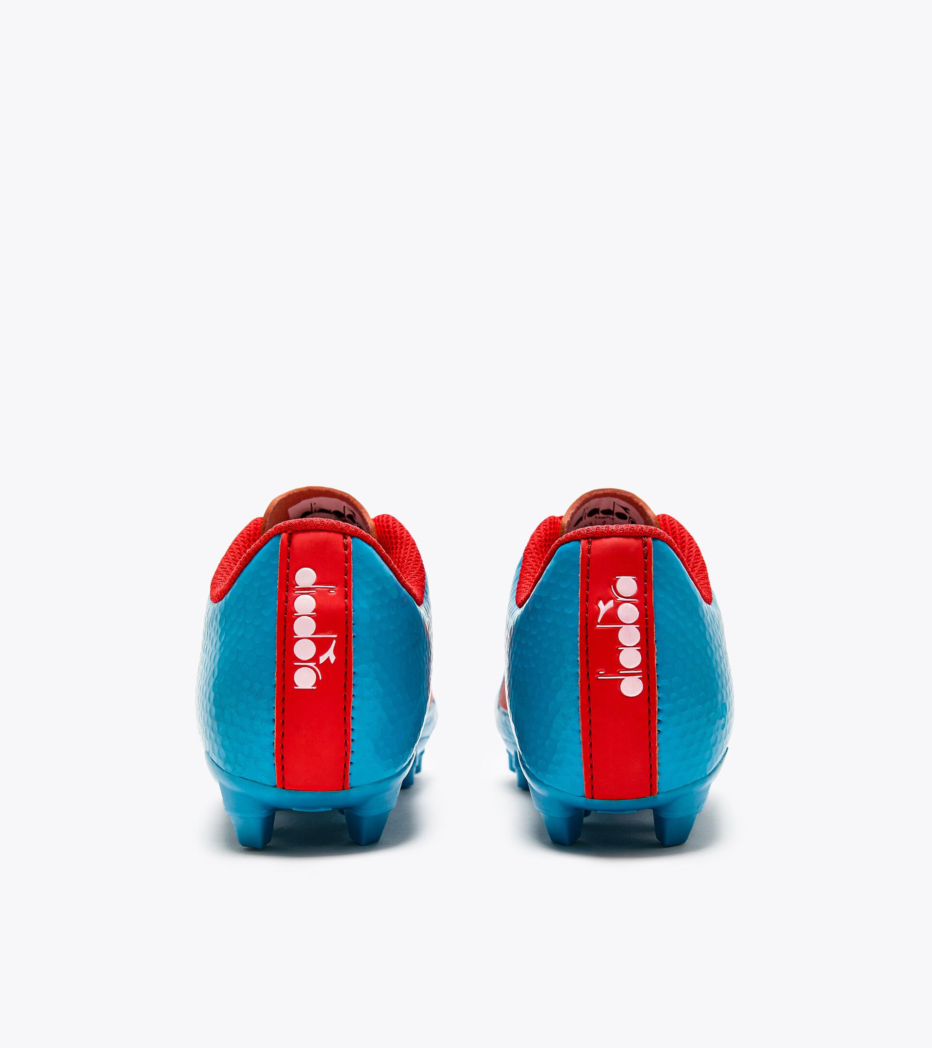 Calcio boots for firm ground - Junior CATTURA GR LPU JR BLUE FLUO/FLUO RED X/WHT - Diadora