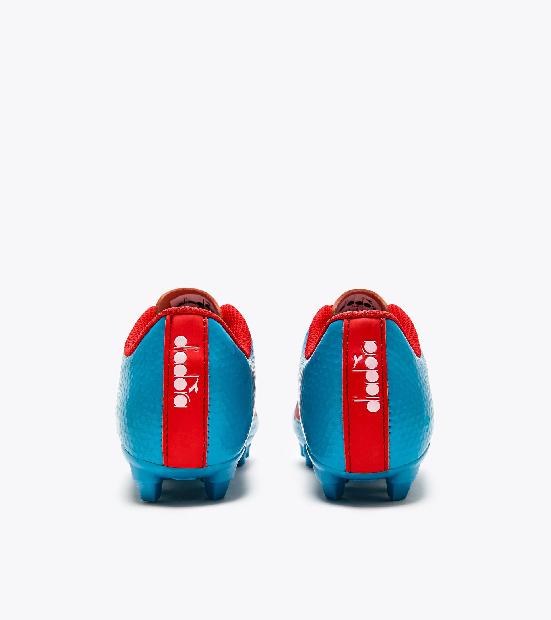 Chaussures de football pour terrains compacts - Junior CATTURA GR LPU JR CYAN BLEU FL/ROUGE X FLUO/BLC - Diadora