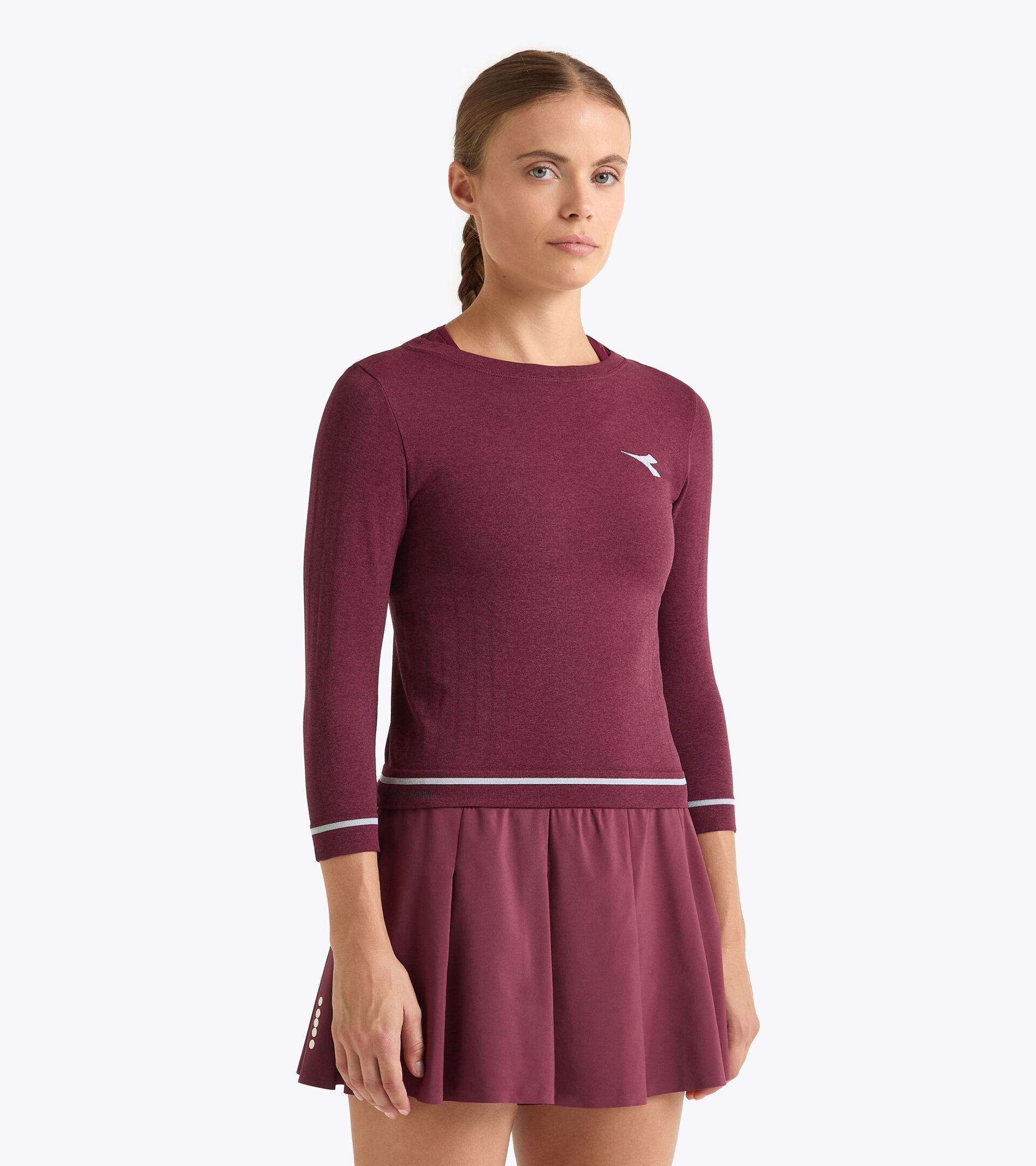 3/4-sleeve thermoregulating technical tee - Tennis - Women's L. 3/4 T-SHIRT ICON STRATOUNO MAROON BANNER - Diadora