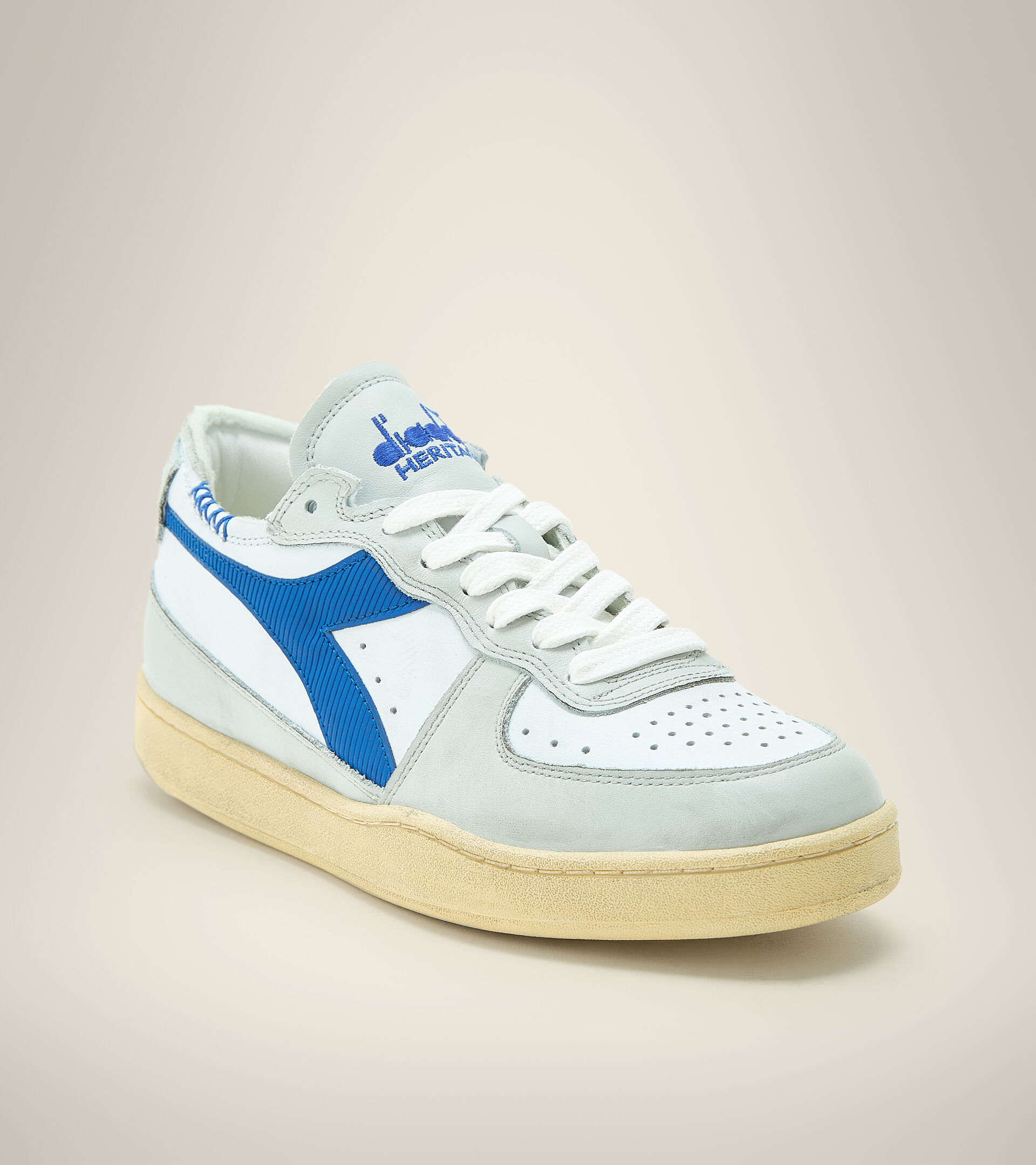 Heritage shoe - Unisex MI BASKET ROW CUT WHITE/NAUTICAL BLUE - Diadora
