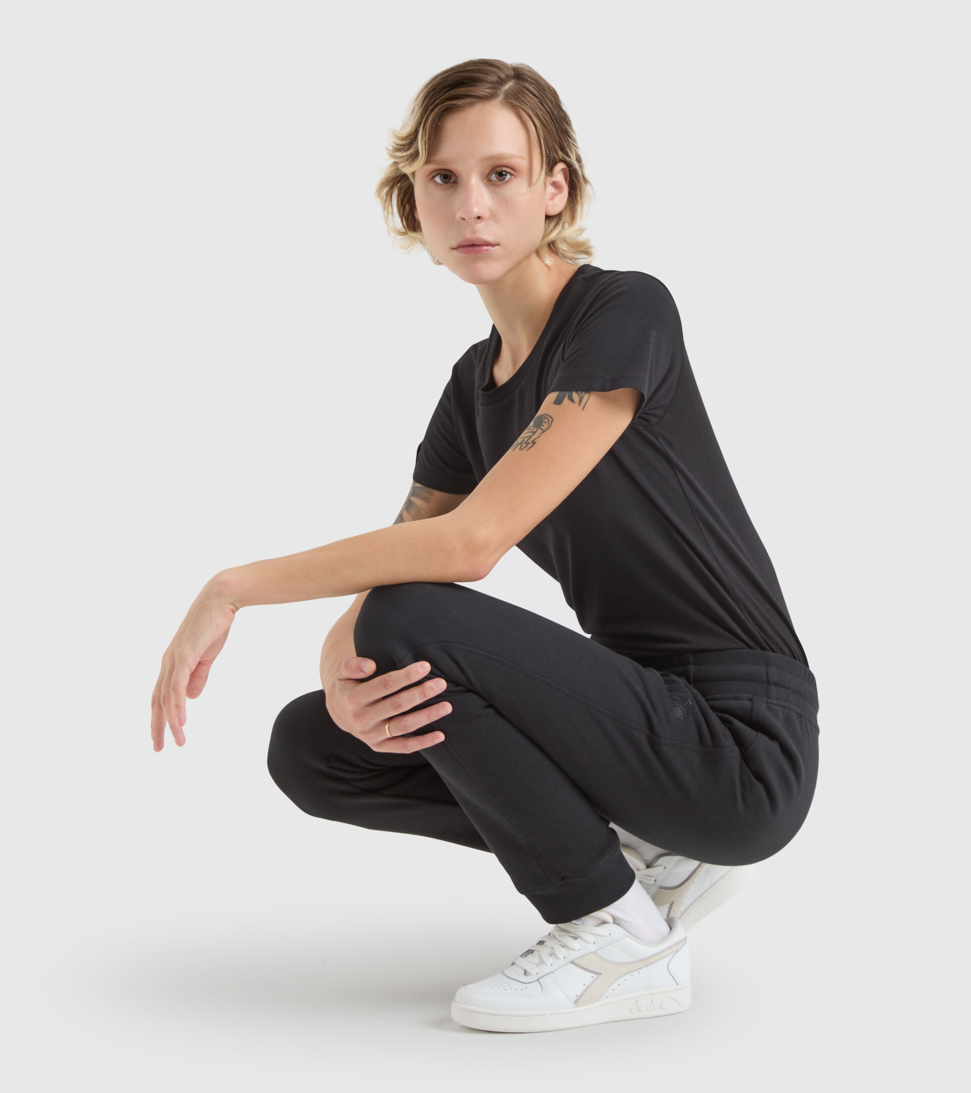 Cotton sports trousers - Made in Italy - Women L. JOGGER PANT MII BLACK - Diadora