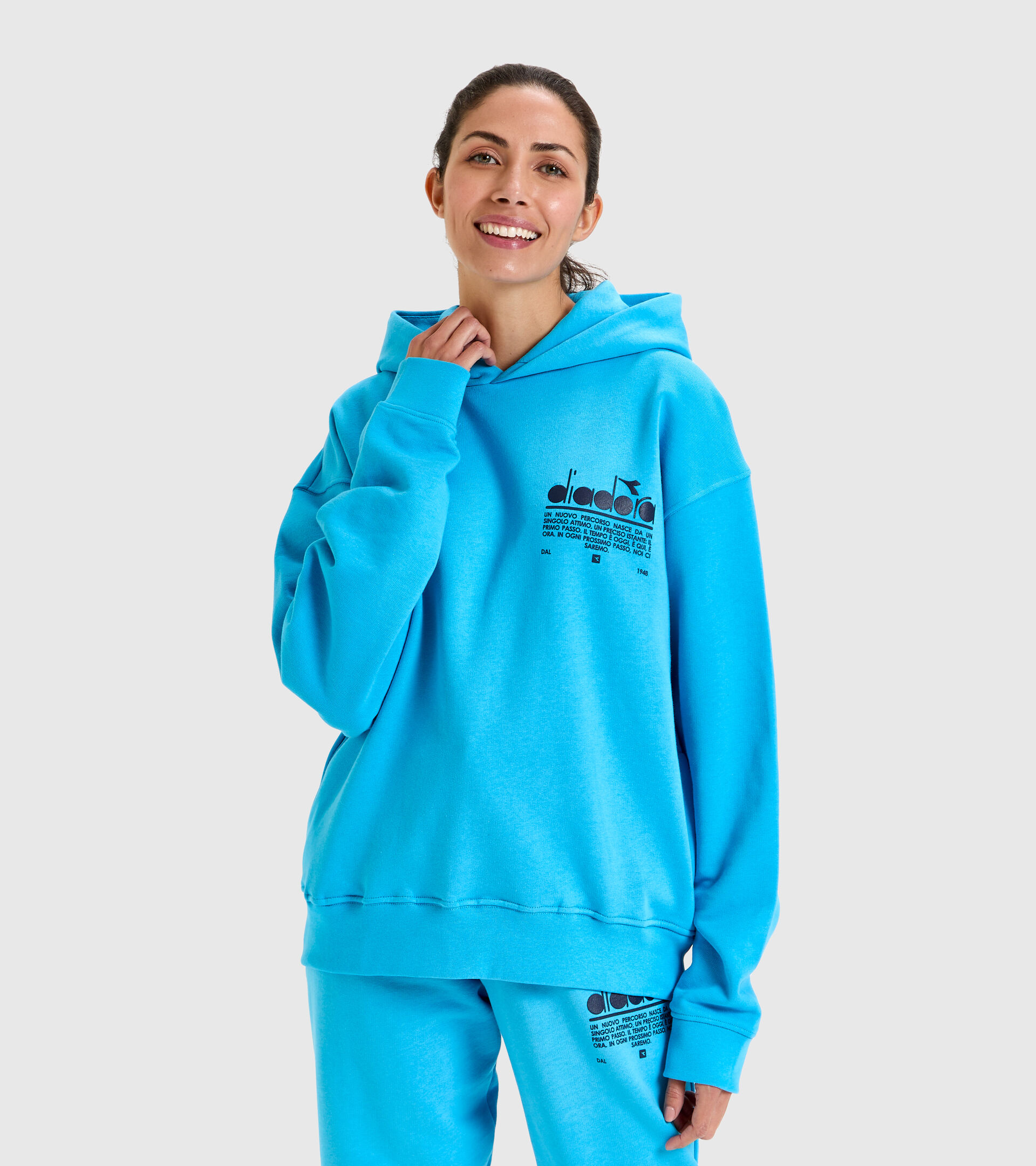 Organic cotton hoodie - Unisex HOODIE MANIFESTO SKY BLUE INTENSE - Diadora