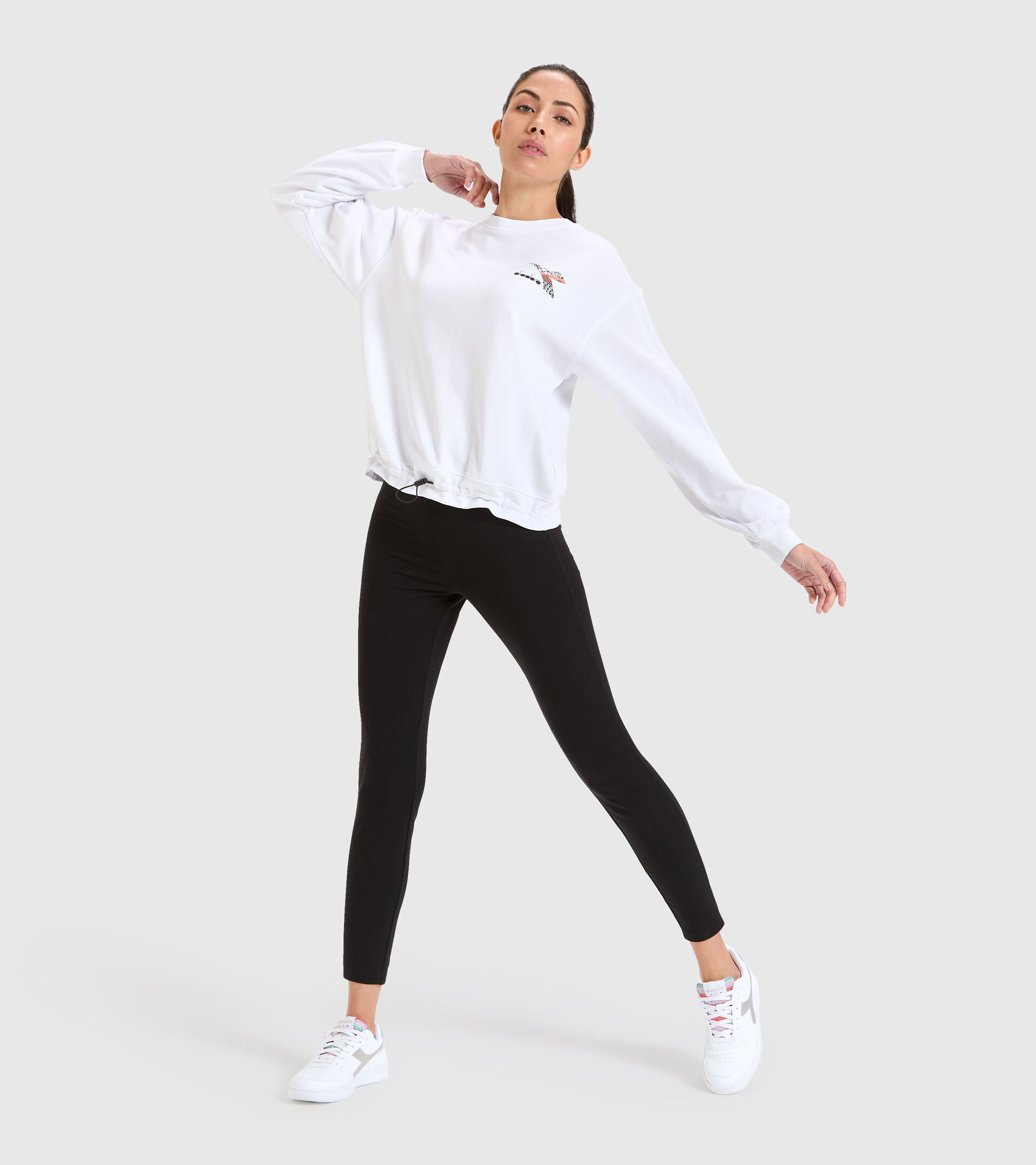Cotton sports sweatshirt - Women L.SWEAT FLOSS OPTICAL WHITE - Diadora