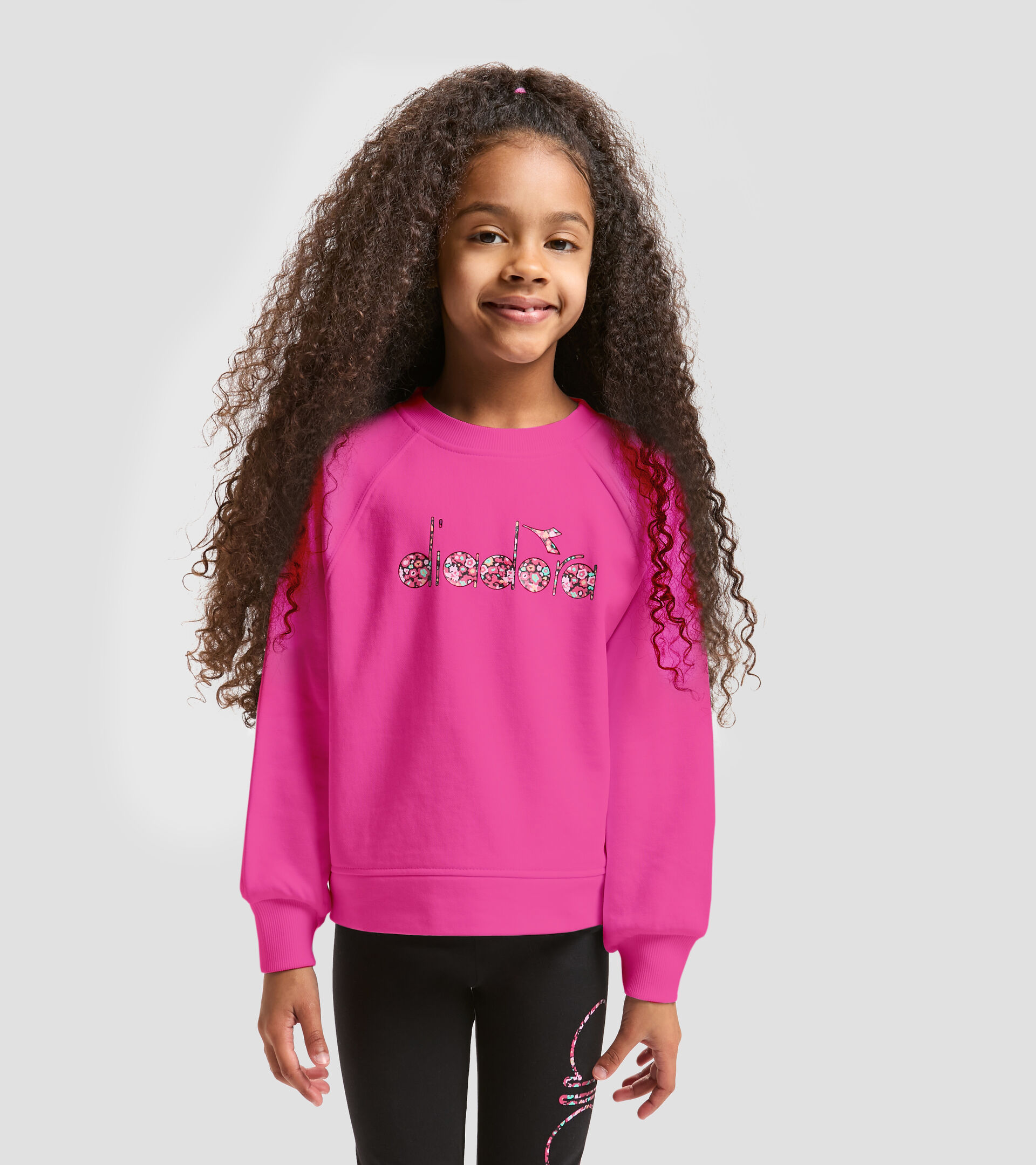 Cotton sports sweatshirt - Girls JG.SWEAT BLOSSOM SHOCKING PINK - Diadora