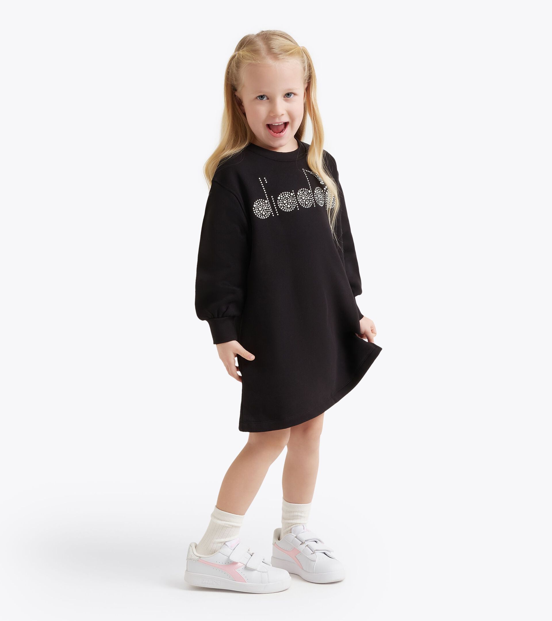 Kleid aus Sweatstoff - Mädchen JG. DRESS RHINESTONE TD SCHWARZ - Diadora
