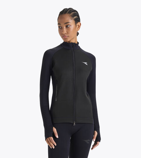 Italian-made running jacket - Women L. HIDDEN POWER JACKET BLACK - Diadora