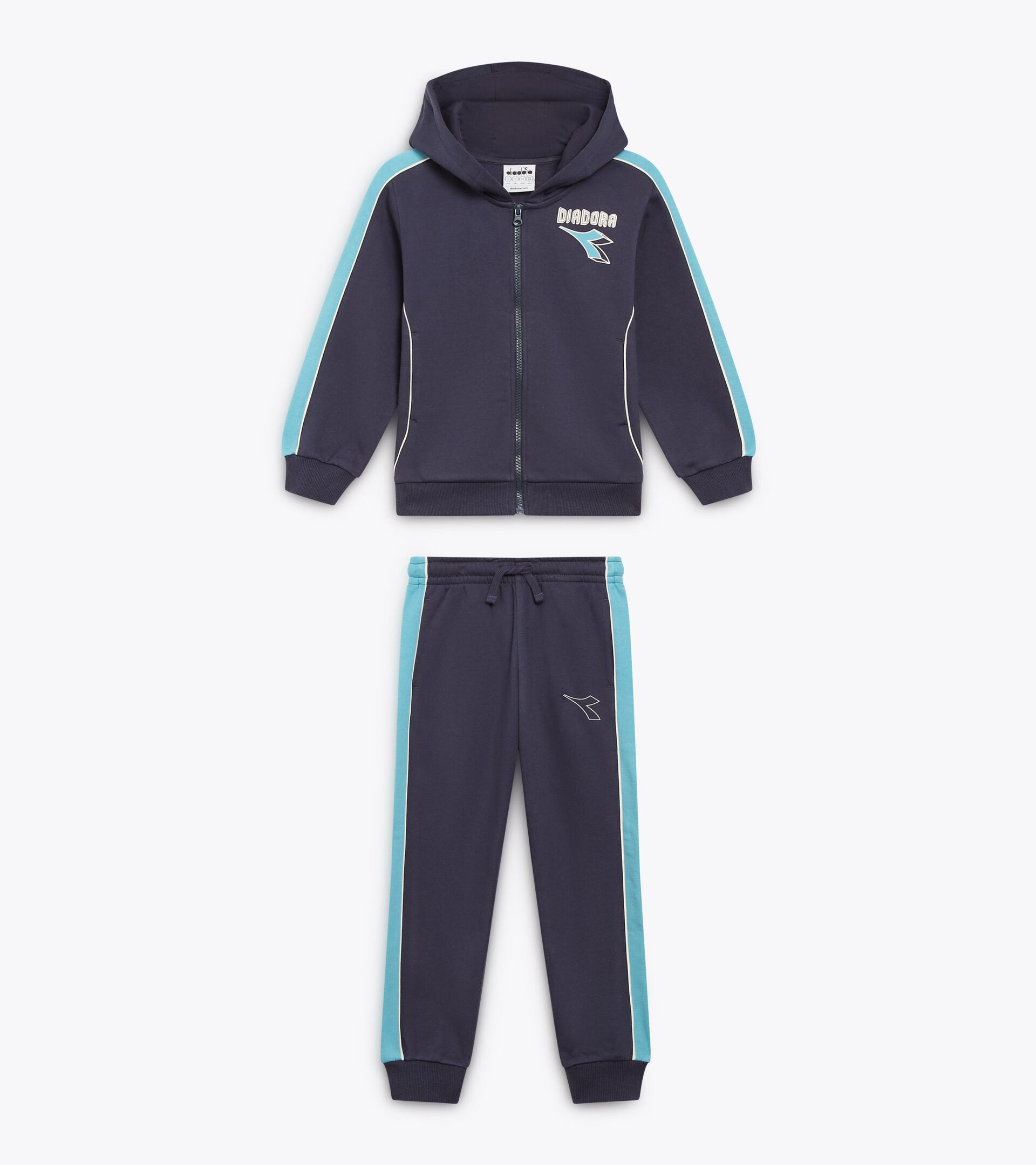 Diadora Tuta Uomo Con Cappuccio E Zip - Modello HD FZ Core, Colore Blu Lapis, Tessuto Jersey Morbido