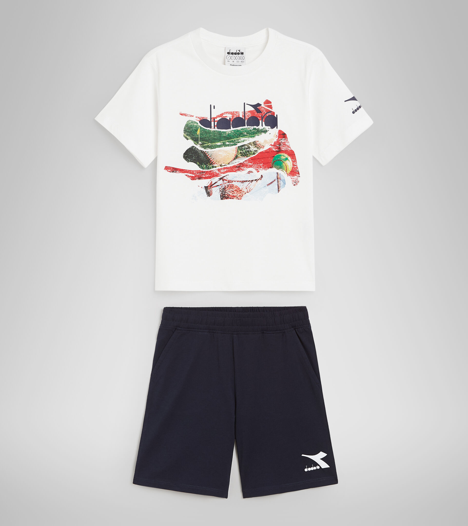Cotton shorts/T-shirt set - Boys JB.SET SS PLAYGROUND OPTICAL WHITE - Diadora