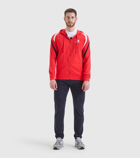 Trainingsanzug aus Baumwolle - Herren TRACKSUIT HOODIE FZ CORE MOHNBLUME ROT - Diadora