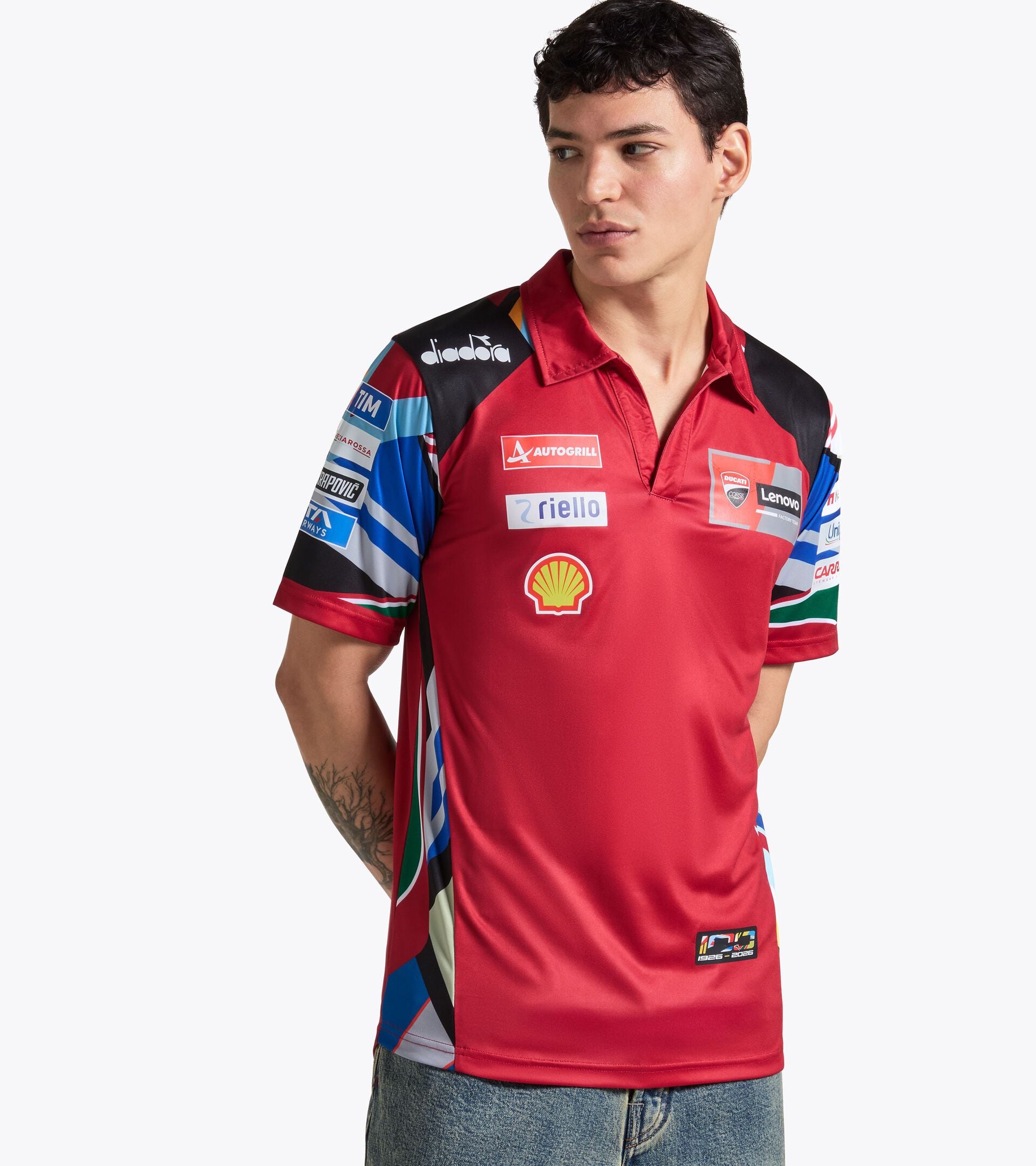 Diadora x Ducati Polo - Mugello GP Special POLO REPLICA 100TH DUCATI SP. MUGELLO BORDEAUX /BLACK - Diadora