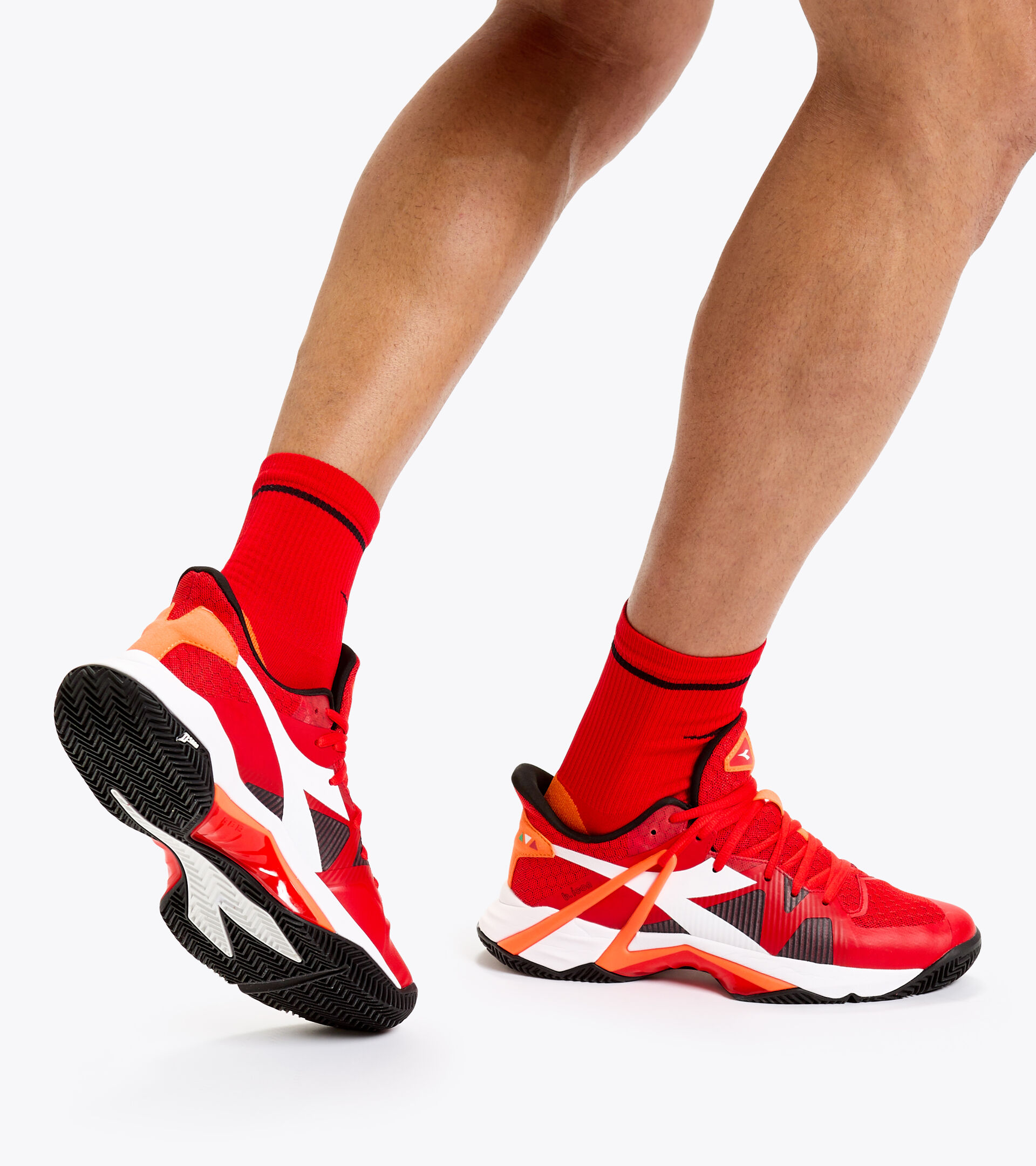 Chaussures de tennis - Homme B.ICON CLAY FIERY RED/WHITE/BLACK - Diadora