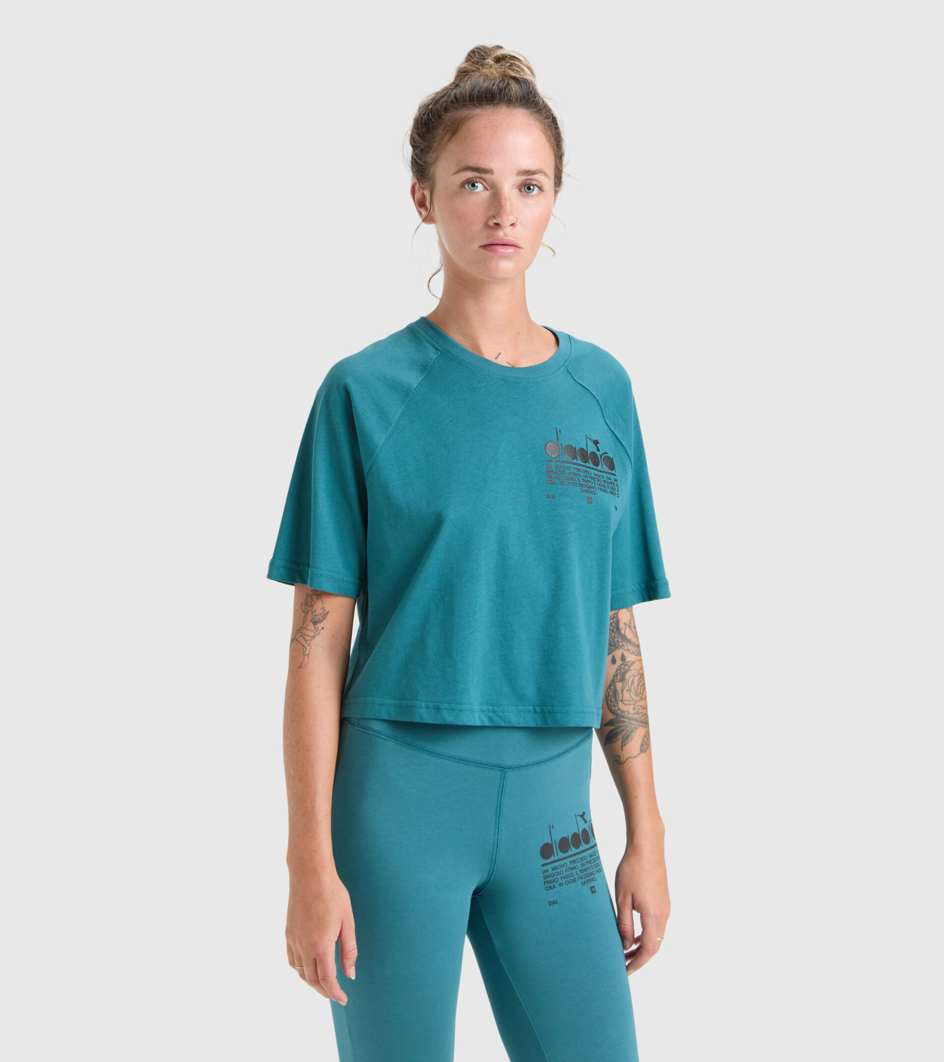 Cotton T-shirt - Women L. T-SHIRT SS MANIFESTO BLUE PACIFIC - Diadora