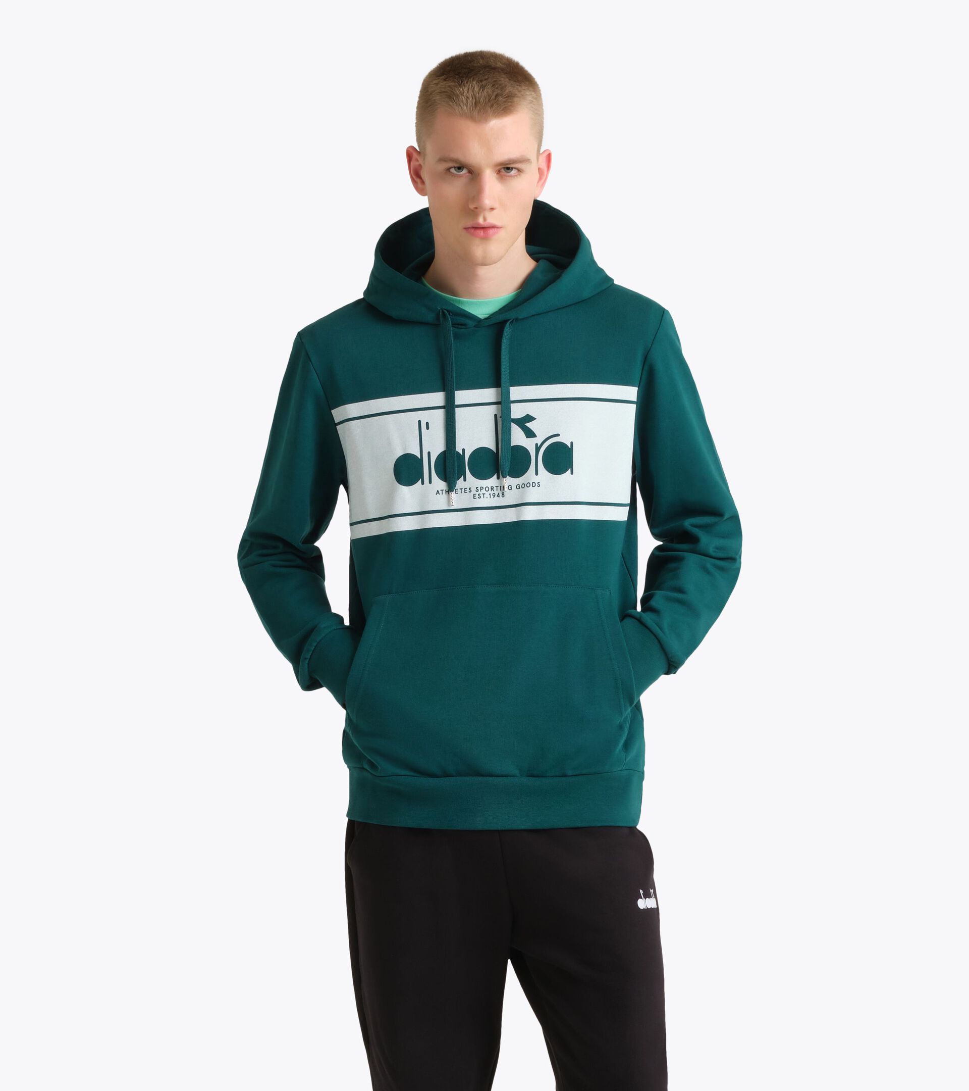 Color block hoodie - All-Gender HOODIE LOGO SPRUCE GREEN - Diadora