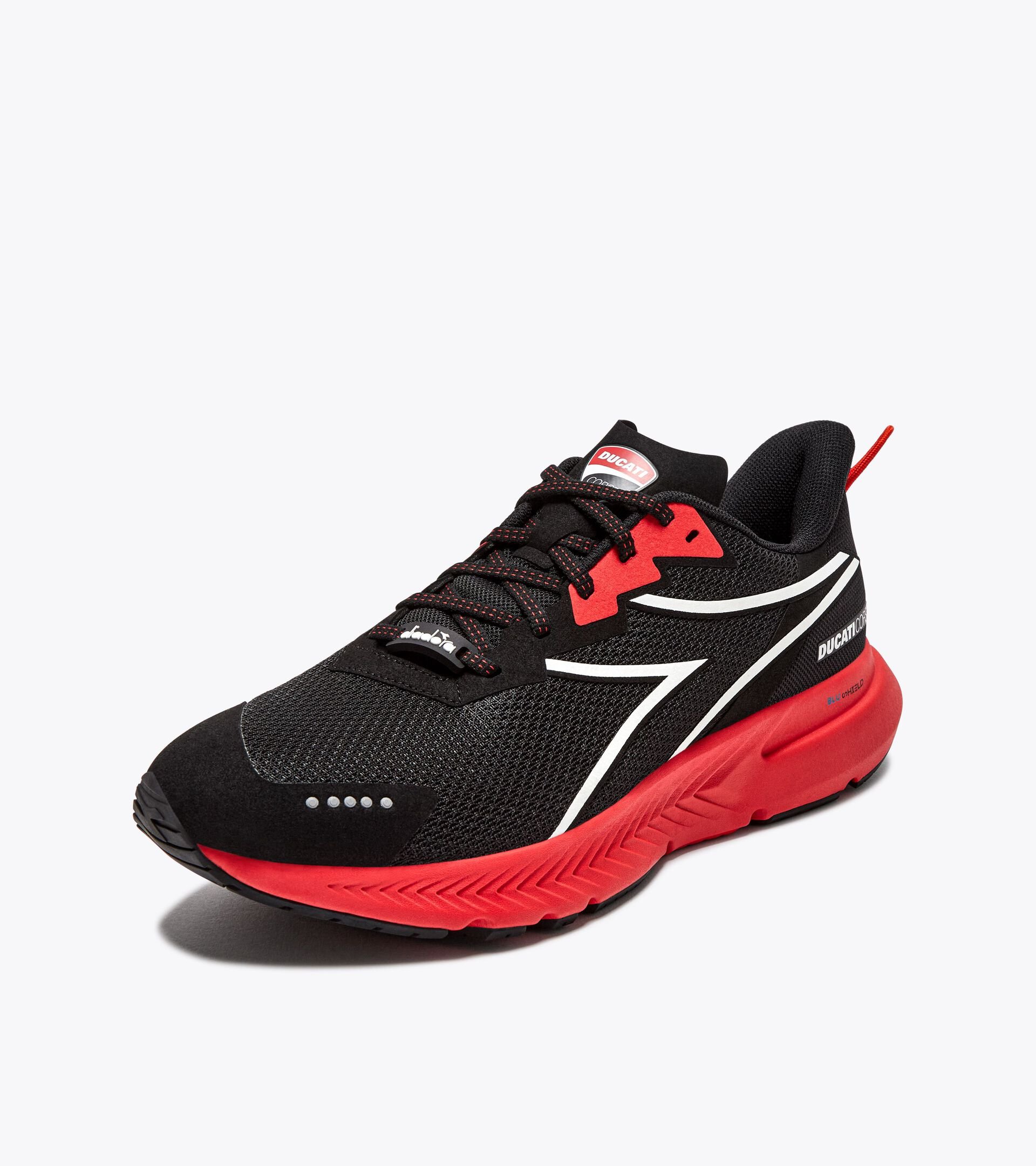 diadora X Ducati Corse running shoe - Men’s  DUCATI VELOCE 4 BLACK/DUCATI MGP RED/BLACK - Diadora