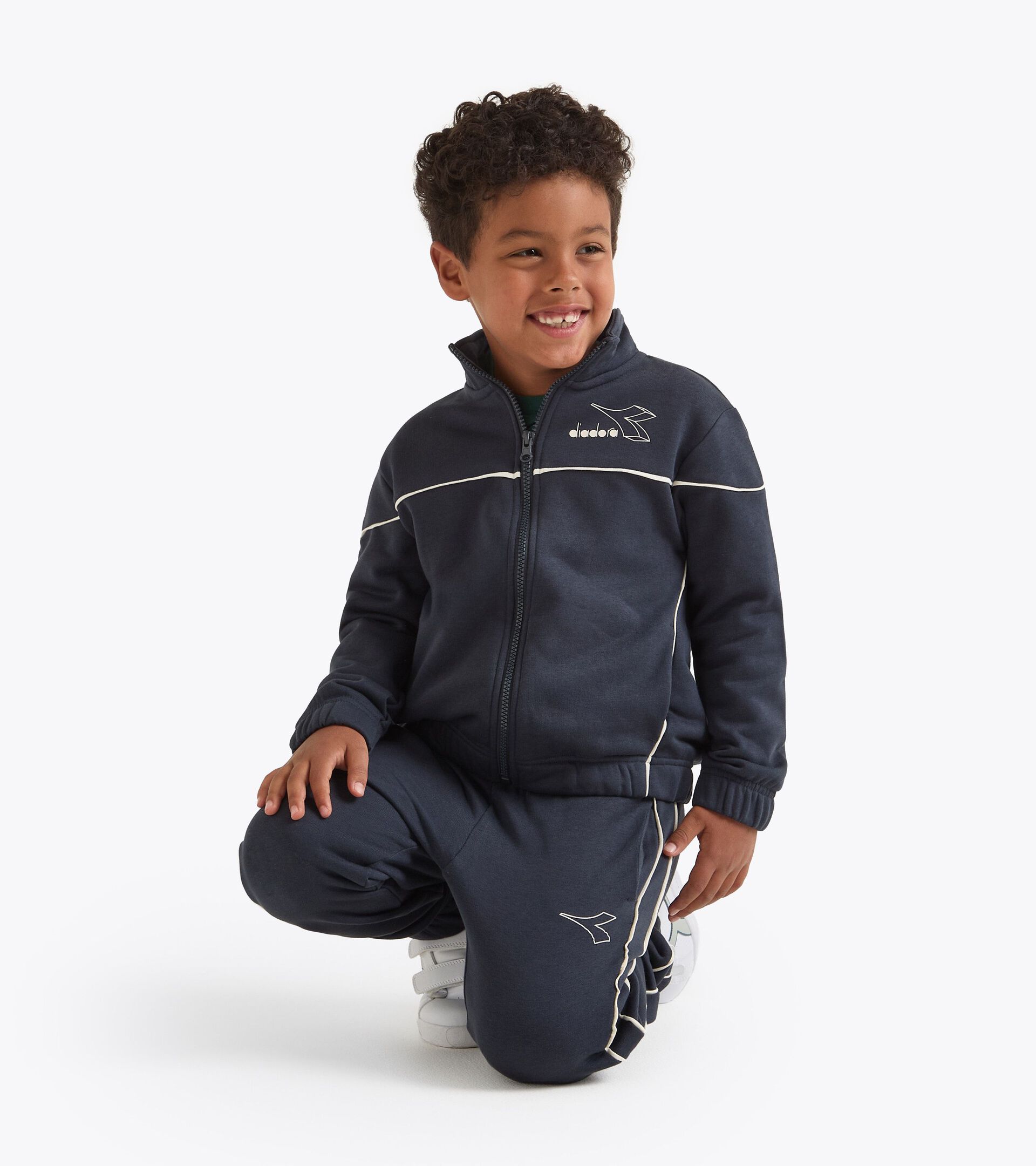 Coordinated tracksuit - Boys and girls  JU. TRACKSUIT FZ LOGO (FT) BLUE DENIM - Diadora