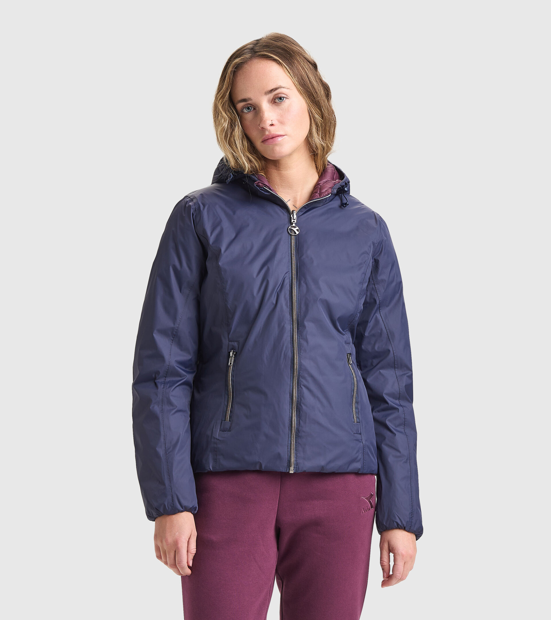 Reversible puffer jacket - Women L. HOODIE INSULATED JACKET CLASSIC NAVY/VINEYARD WIND - Diadora