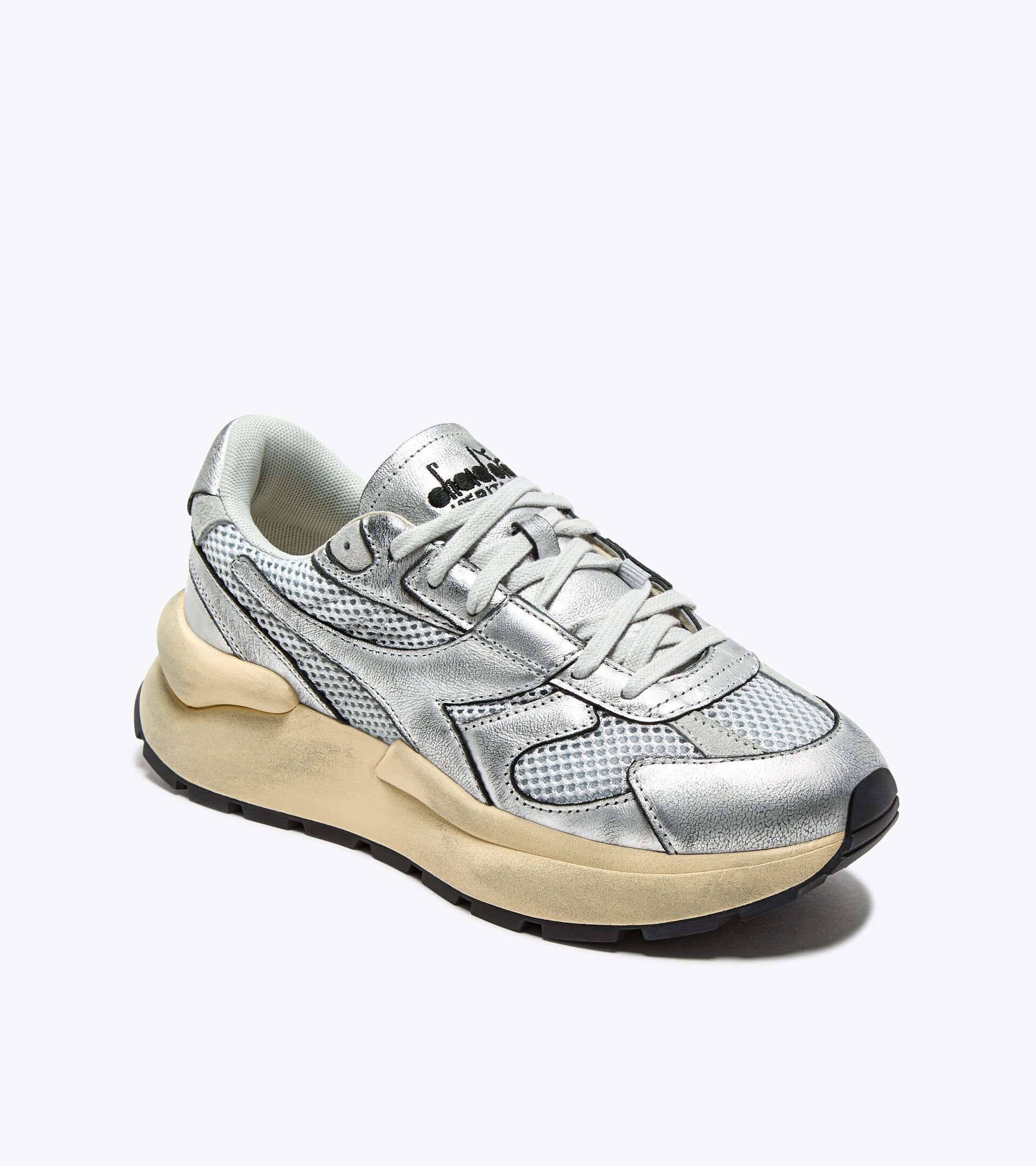 Sneaker Heritage in pelle - Donna MERCURY ELITE SILVER USED WN ARGENTO METALLIZZATO - Diadora