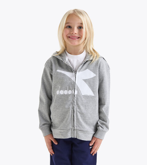 Hooded full-zip sweatshirt - Kids JU.HOODIE FZ LIGHT MIDDLE GRAY MELANGE - Diadora