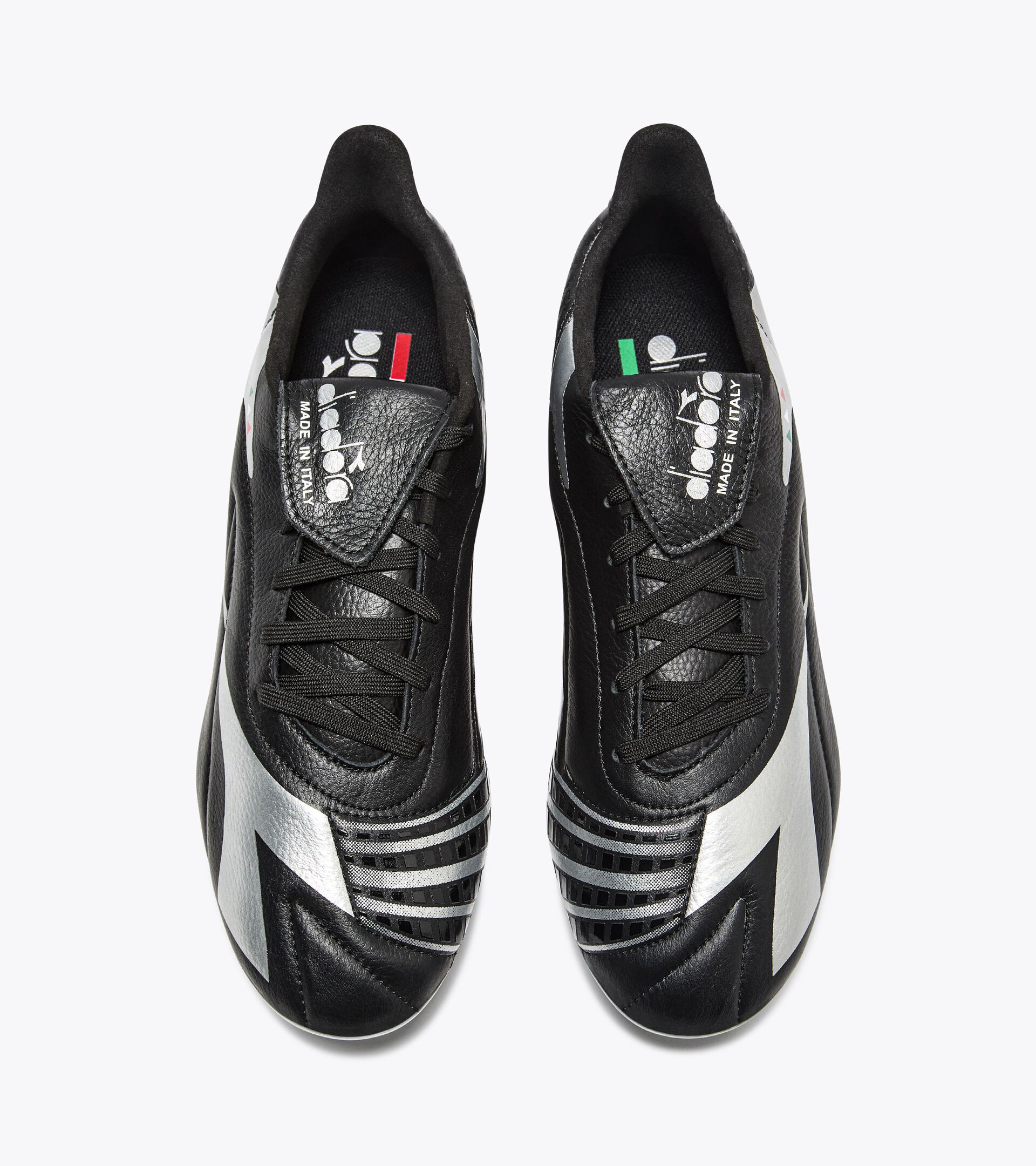 Leather calcio boots for firm ground - Made In Italy - All-Gender MAXIMUS ELITE ITA T SLX BLACK /SILVER DD - Diadora