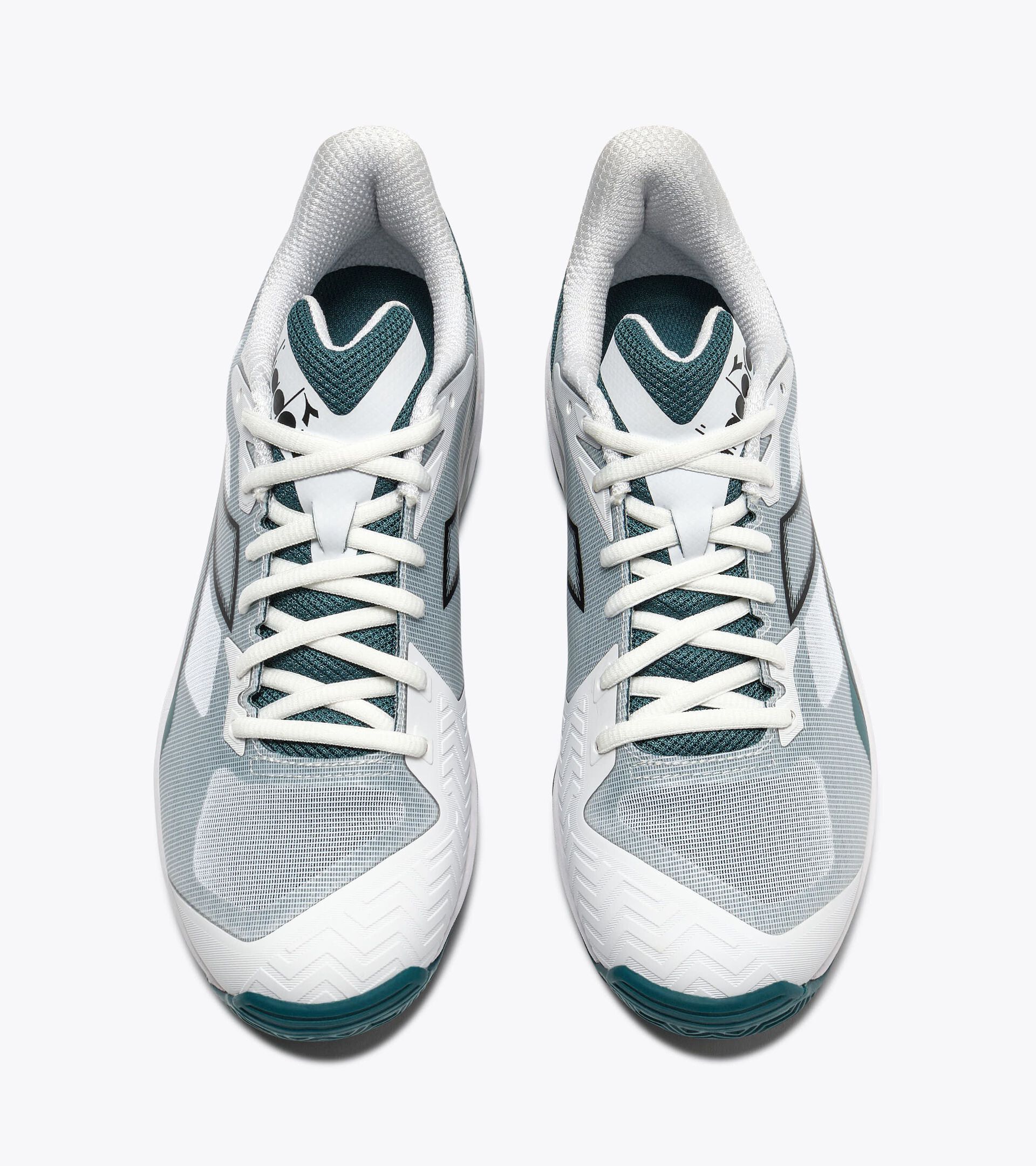 Tennis Shoe for Clay Courts - Stability - Men&rsquo;s
 TROFEO 4 CLAY WHITE /BLACK/SHADED SPRUCE - Diadora