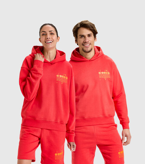 Organic cotton hoodie - Unisex HOODIE MANIFESTO POPPY RED - Diadora