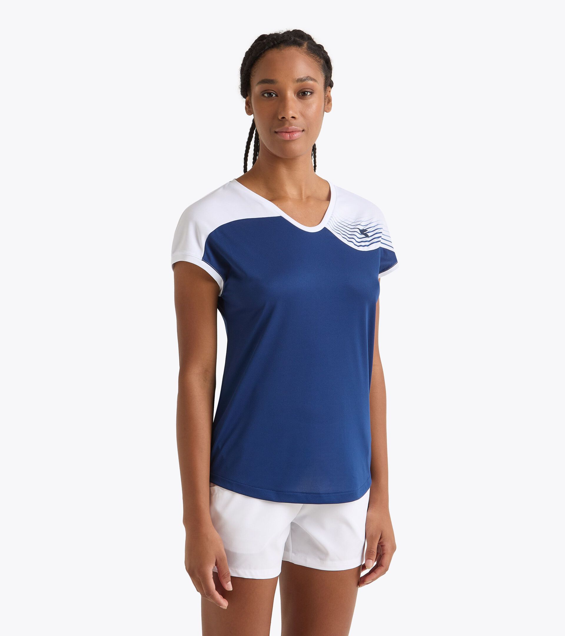 T-shirt de tennis - Femme L. T-SHIRT COURT BLEU DOMAINE - Diadora