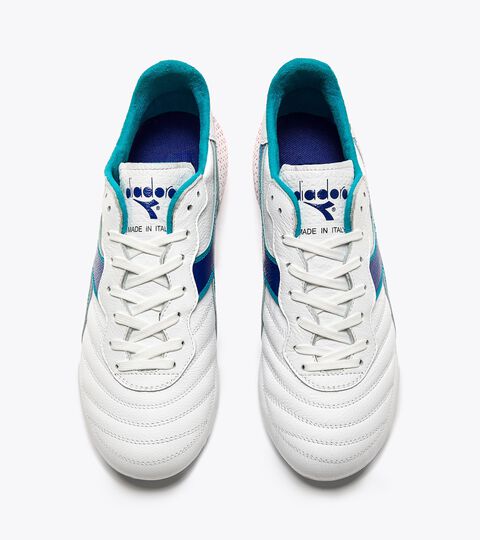 BRASIL ITALY OG GR LT+ MDPU, WHITE/NAVY Calcio boots for firm grounds - Made in Italy - Gender Neutral BRASIL ITALY OG GR LT+ MDPU WHITE/NAVY - Diadora