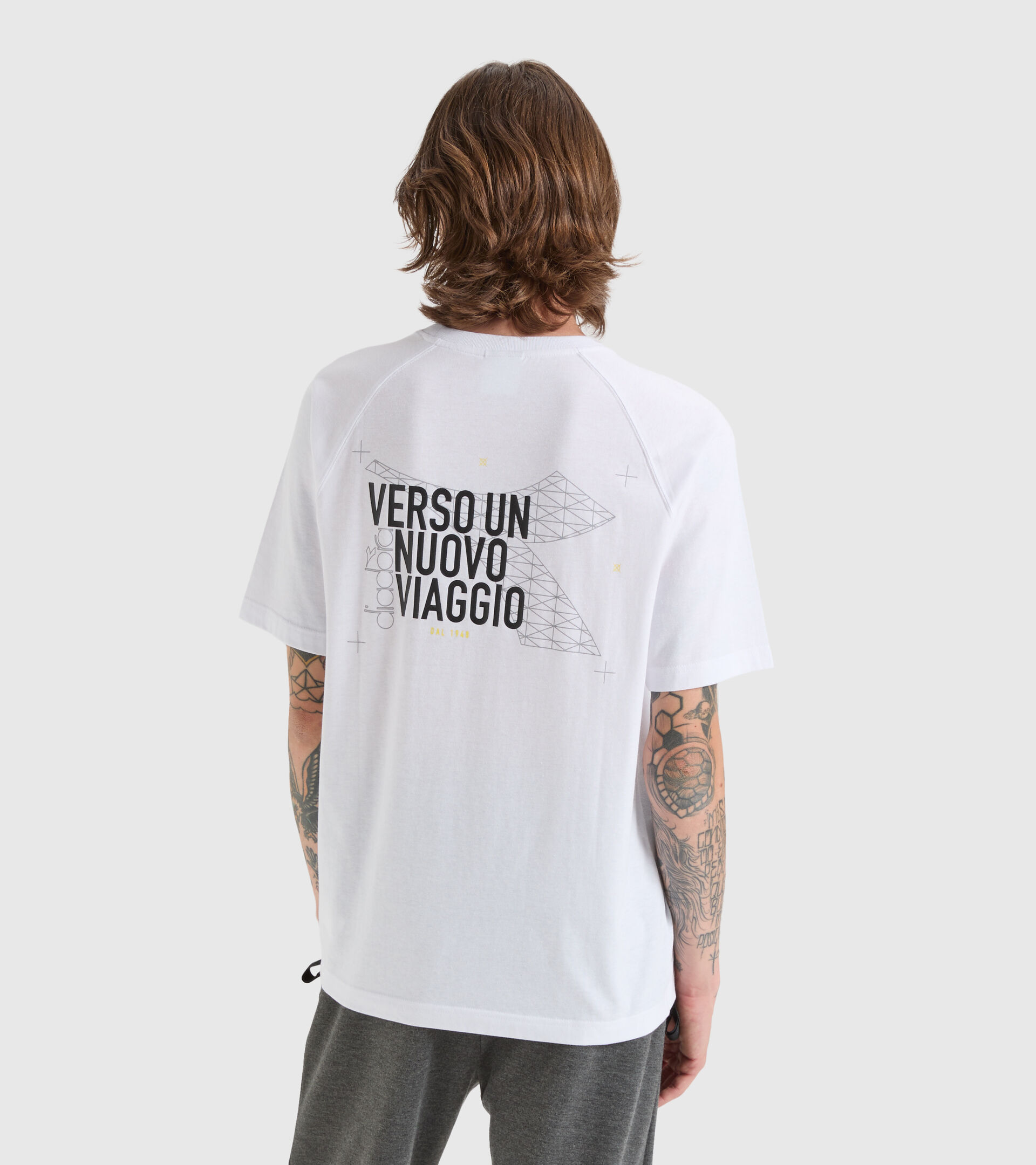 Cotton and polyester T-shirt - Men’s T-SHIRT SS  URBANITY OPTICAL WHITE/BLACK - Diadora