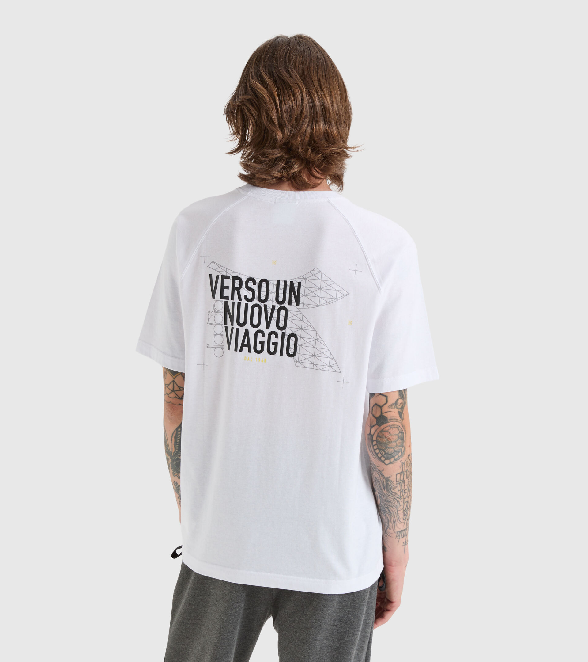 T-shirt en coton et polyester - Homme T-SHIRT SS  URBANITY BLANC VIF/NOIR - Diadora