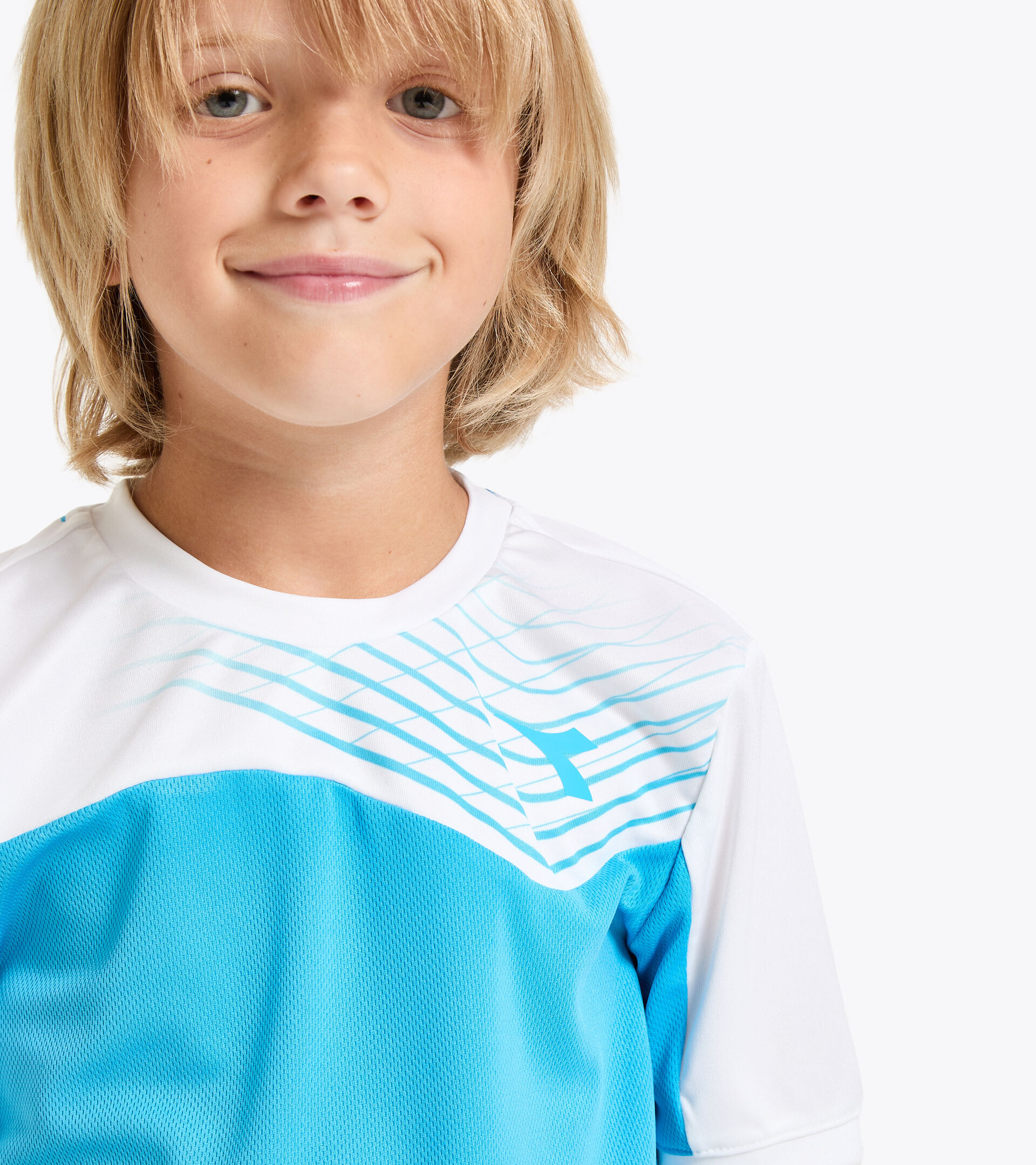 T-shirt de tennis - Junior J. T-SHIRT COURT BLEU ROI FLUO - Diadora