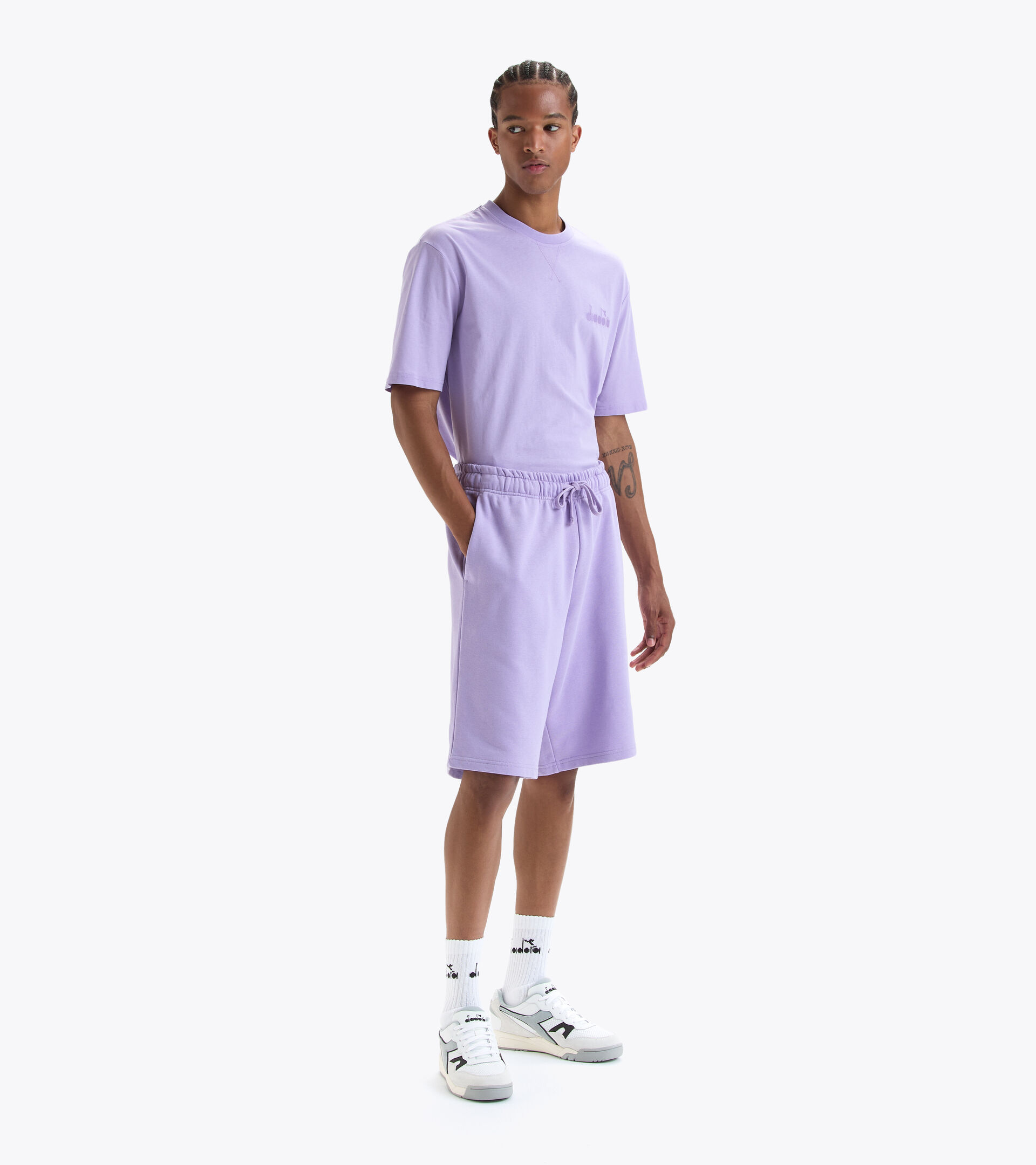 Cotton sweatpants - Gender neutral BERMUDA SPW LOGO PURPLE ROSE - Diadora