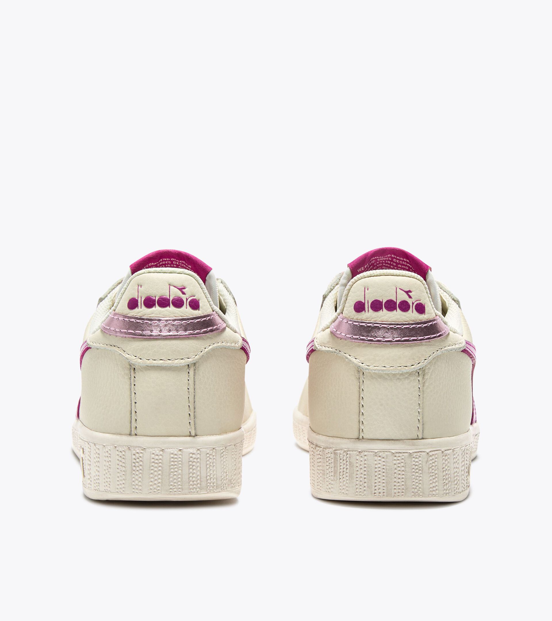 Leather sports sneakers - Women’s GAME L LOW WAXED METAL WN WHITE/FESTIVAL FUCHSIA - Diadora