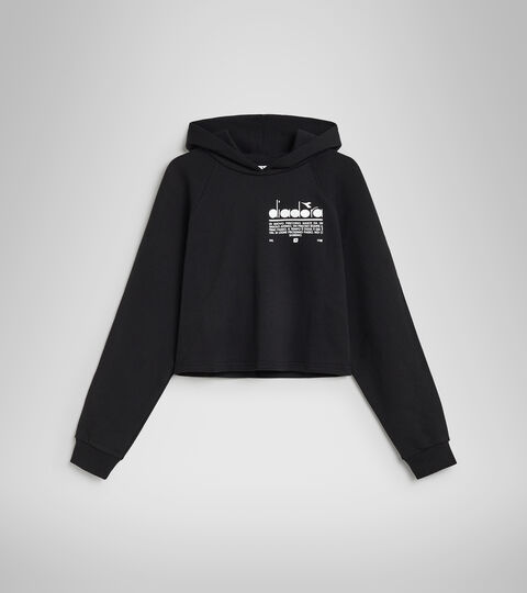 L. HOODIE CROP MANIFESTO, BLACK Cotton hooded sweatshirt - Women’s L. HOODIE CROP MANIFESTO BLACK - Diadora
