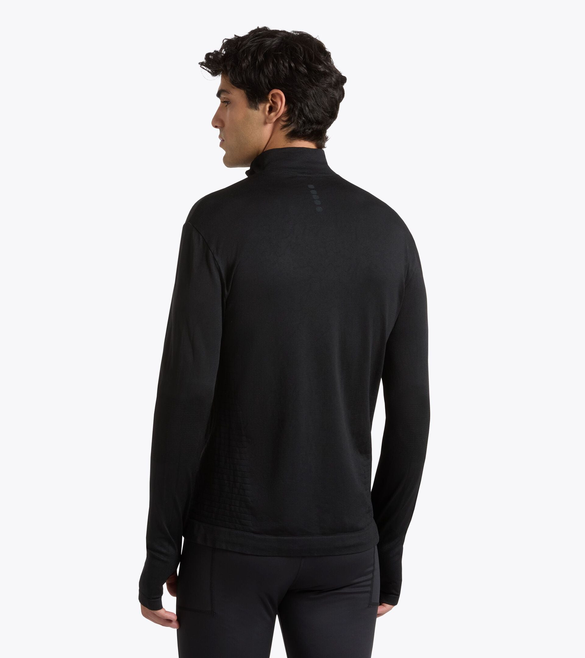 Long-Sleeve Thermoregulating Technical T-shirt - STRATOUNO Running - Men&rsquo;s LS T-SHIRT 1/2 ZIP STRATOUNO BLACK - Diadora